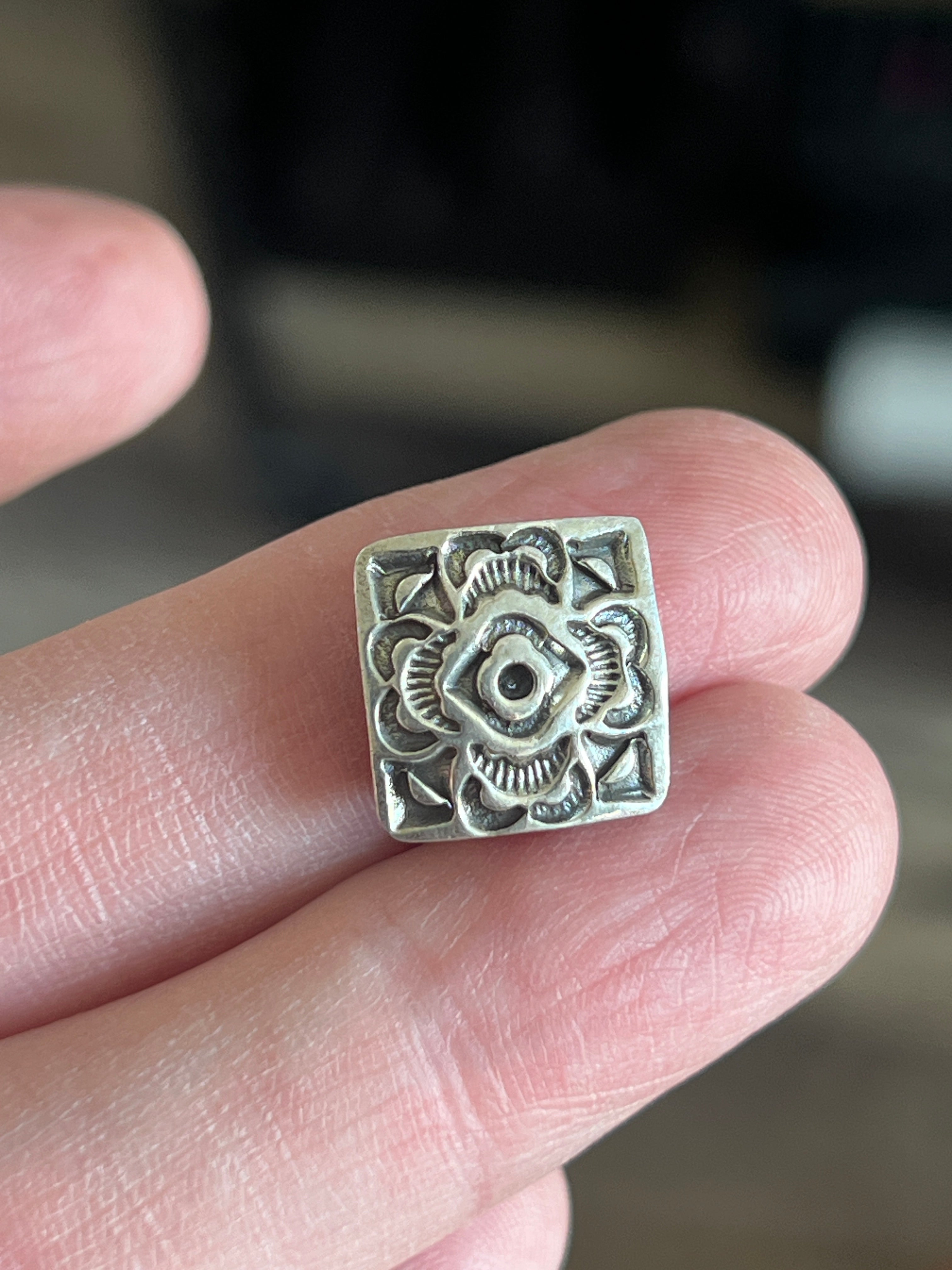 Sterling Silver Mini Concho Slide, Lucky