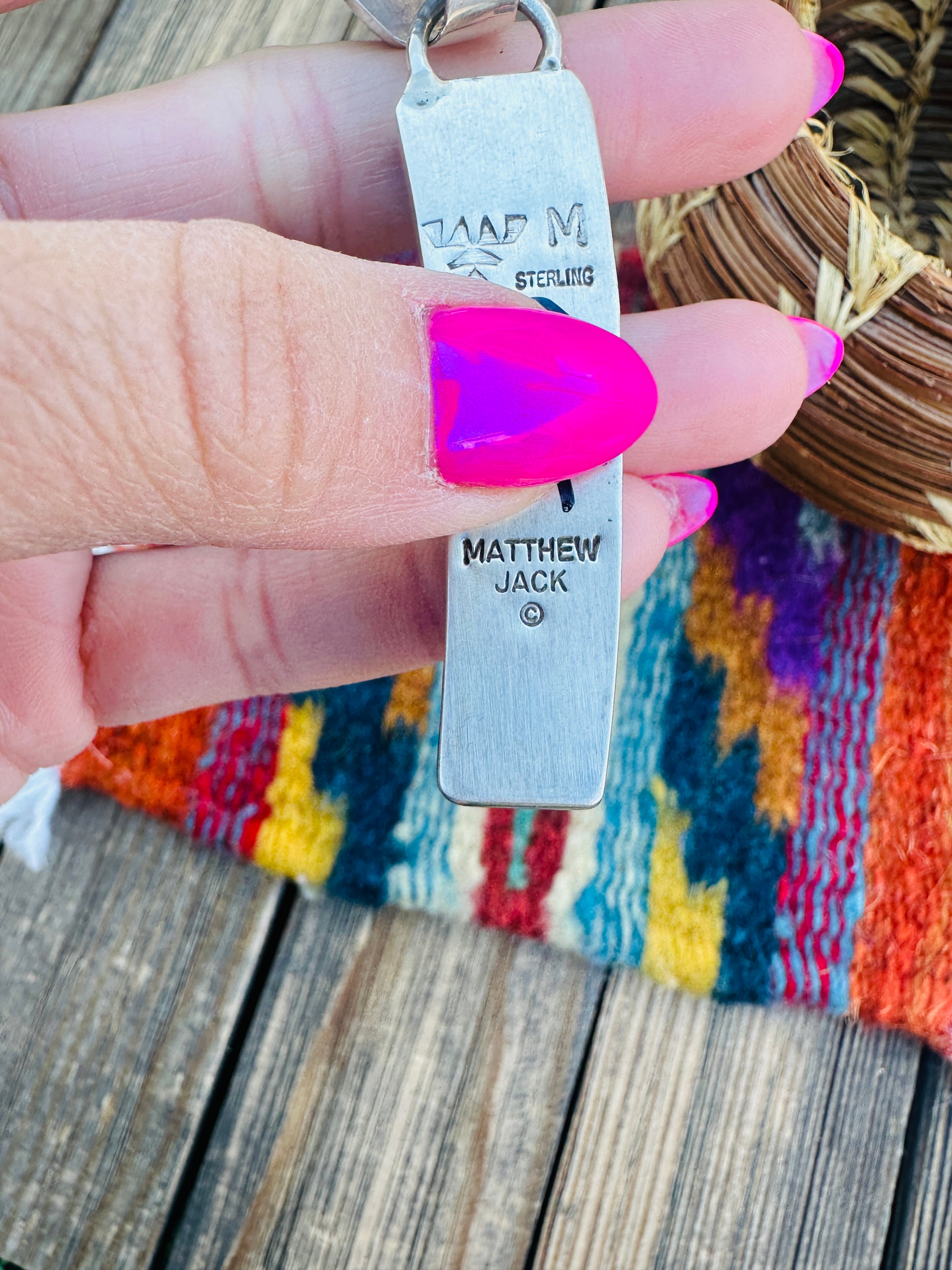 Handcrafted Sterling Silver & Multi Stone Inlay Pendant by Matthew Jack