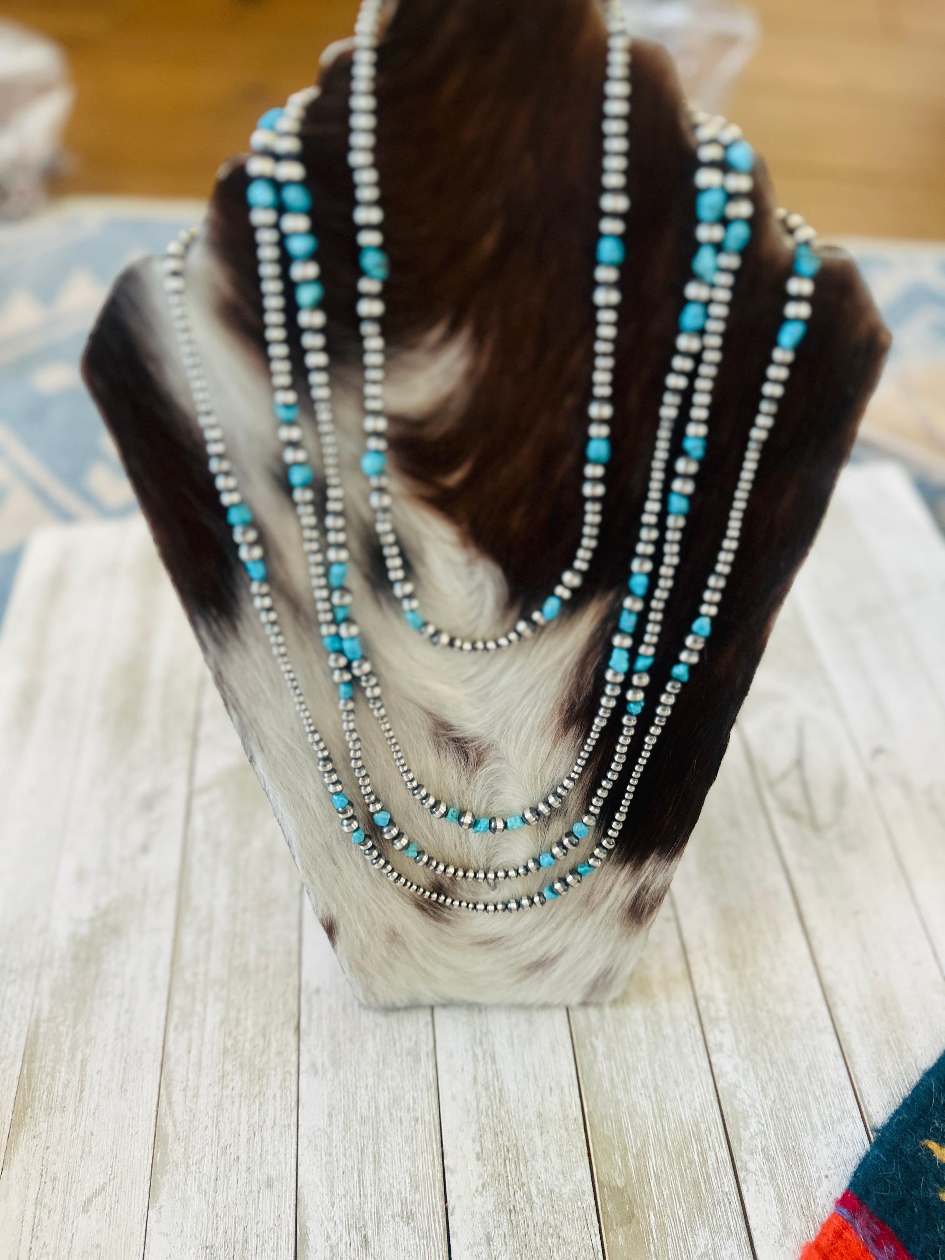 Handcrafted Sterling Silver & Turquoise Beaded Necklace