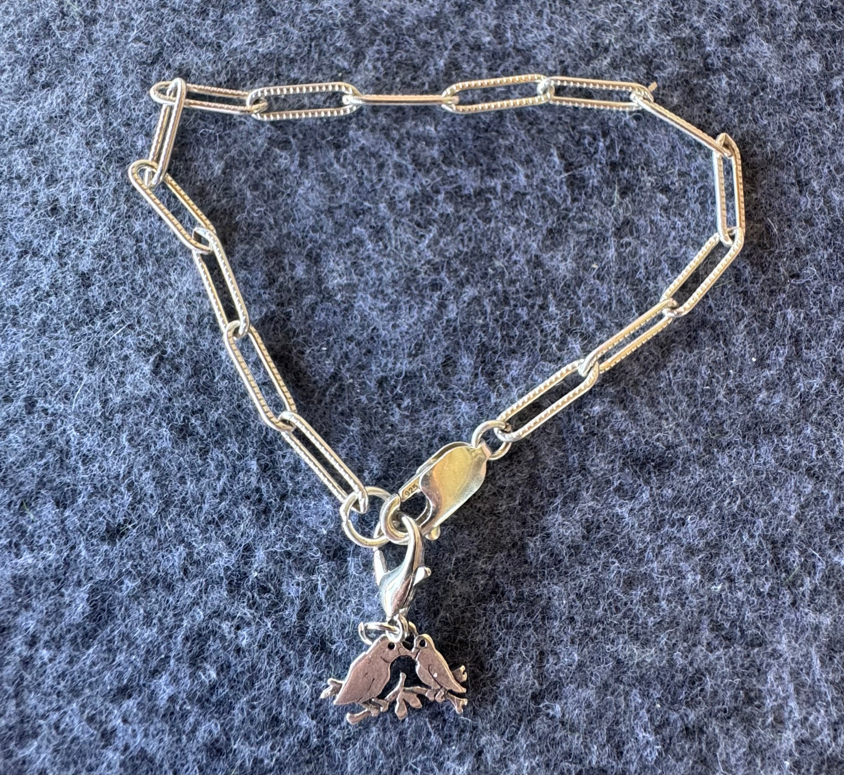 Handcrafted Sterling Silver Love Birds Charm
