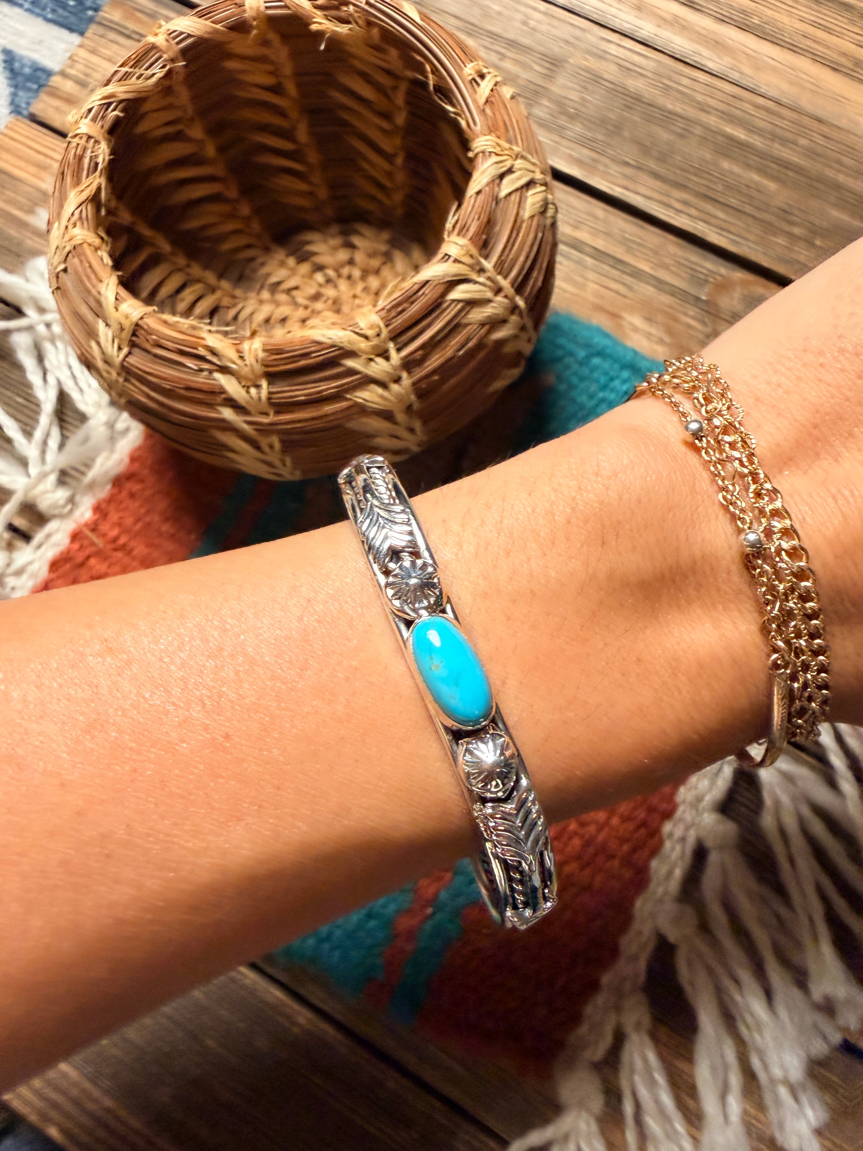 Handcrafted Turquoise & Sterling Silver Cuff Bracelet