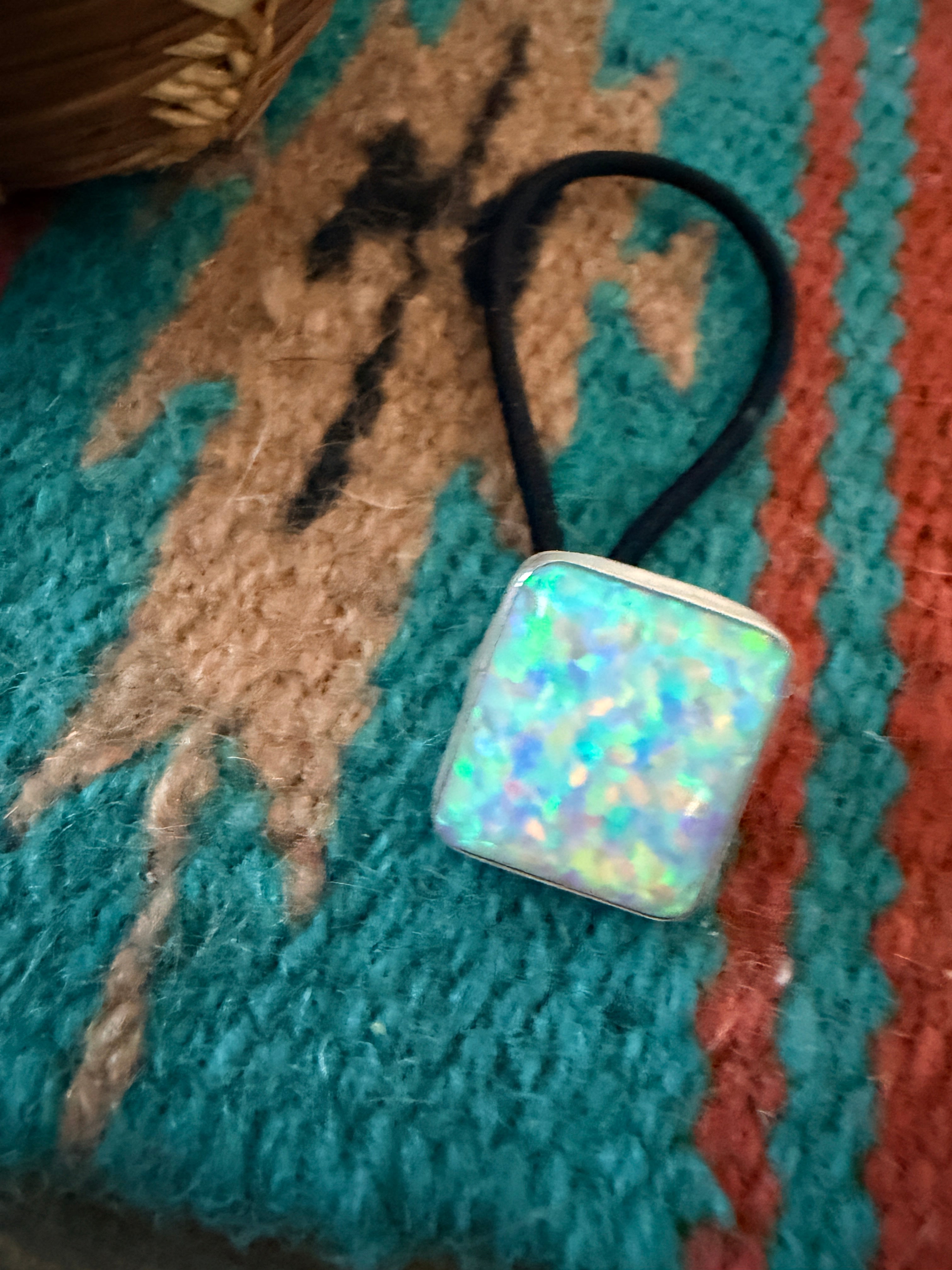 Handcrafted Opal & Sterling Silver Hair Tie