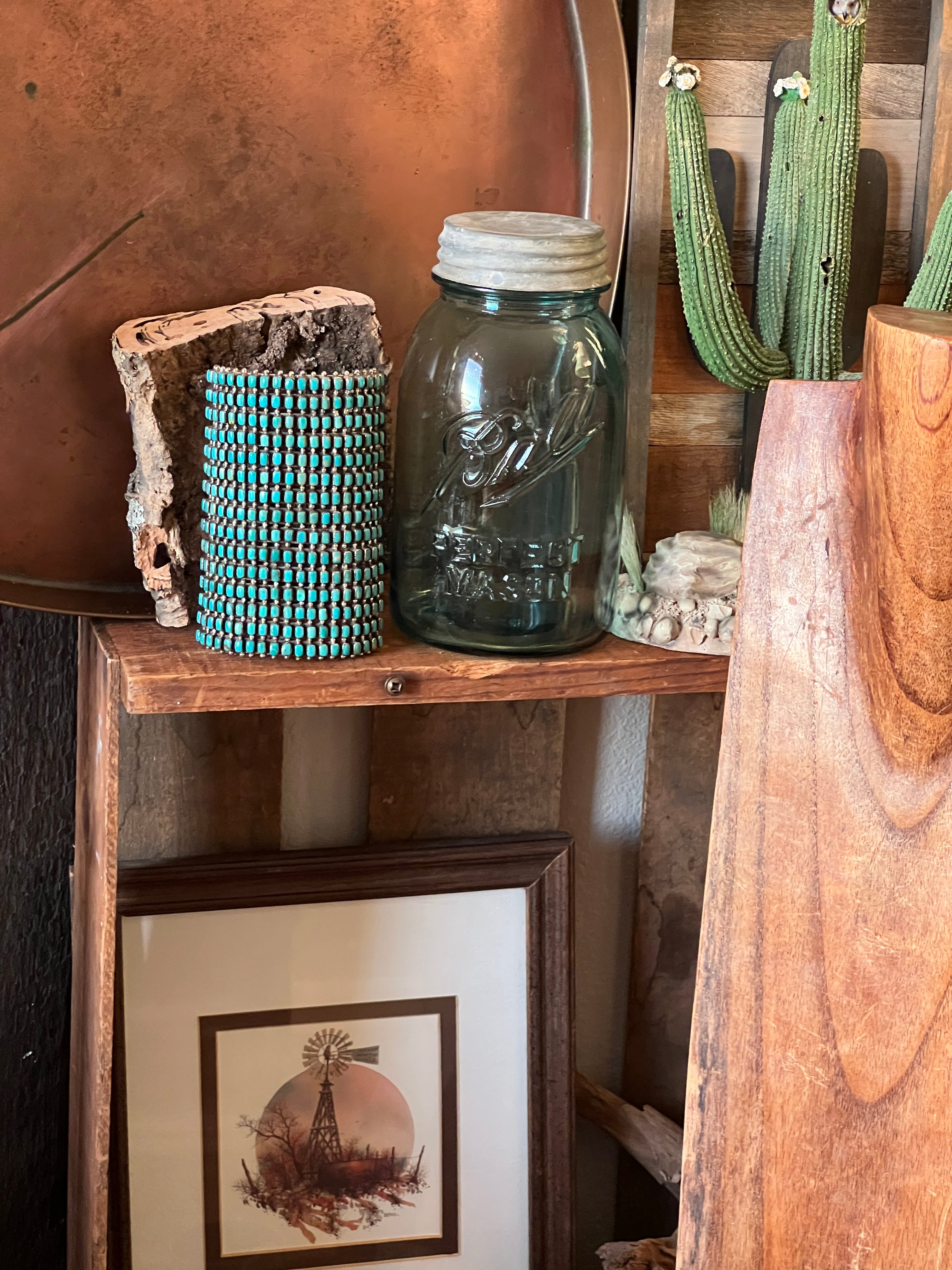 Handcrafted Epic Made 15 Row Sterling Silver and Turquoise Gauntlet Style Cuff Bracelet /