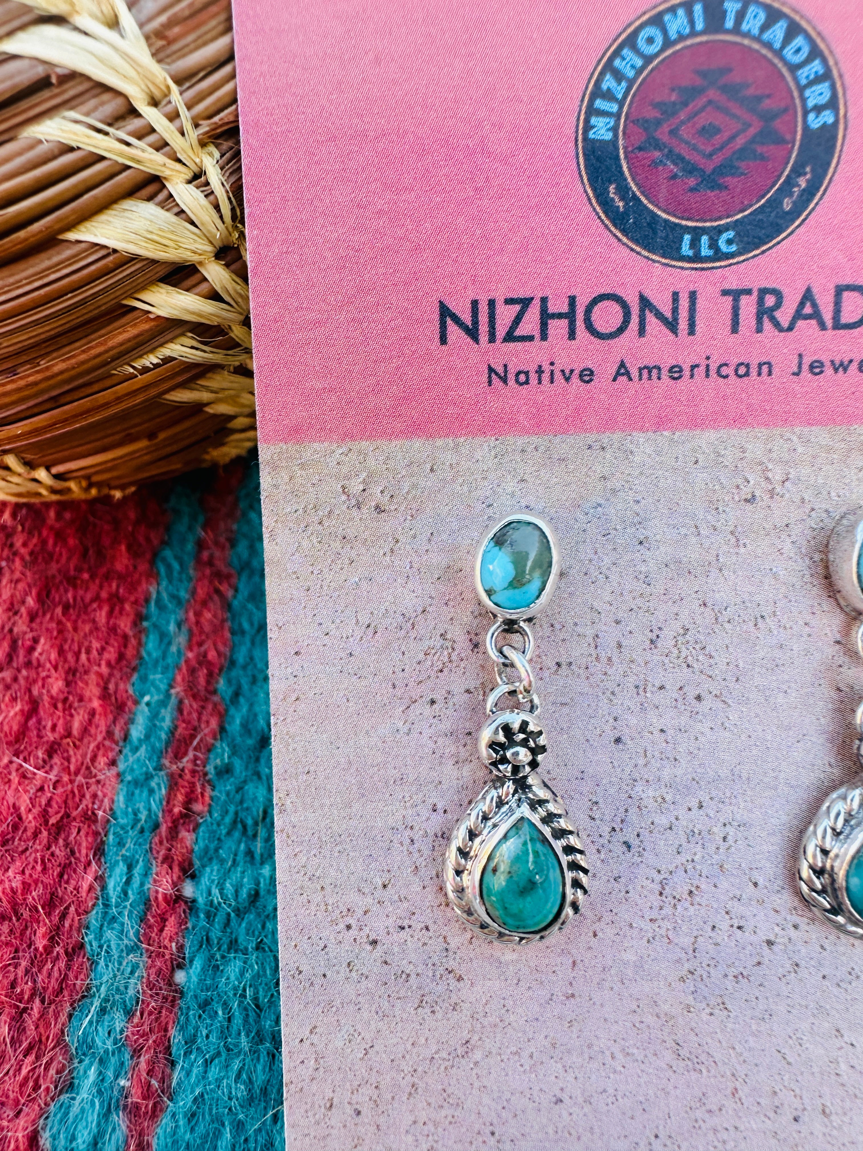 Handcrafted Turquoise & Sterling Silver Dangle Earrings