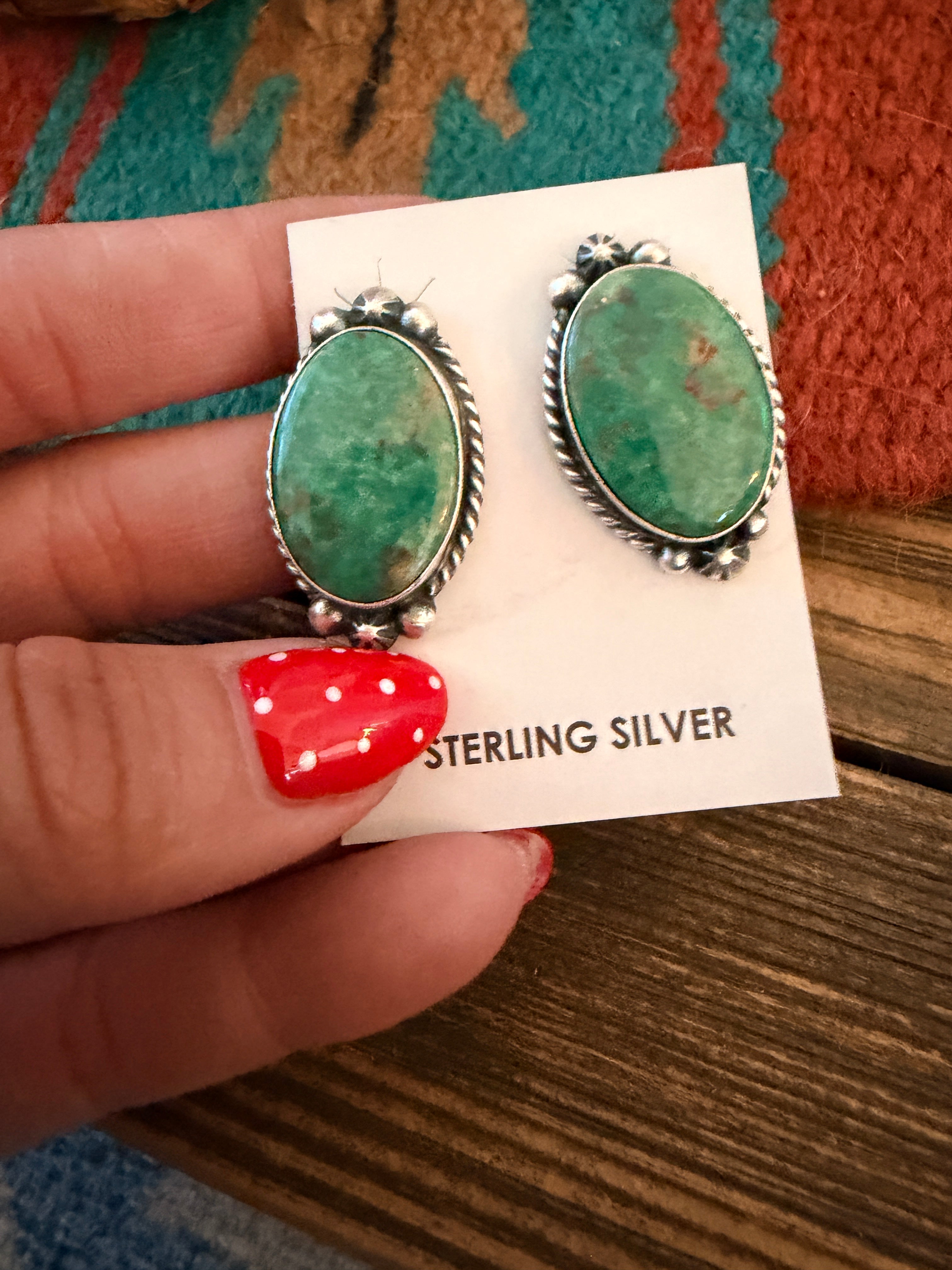 Handcrafted Turquoise & Sterling Silver Post Earrings