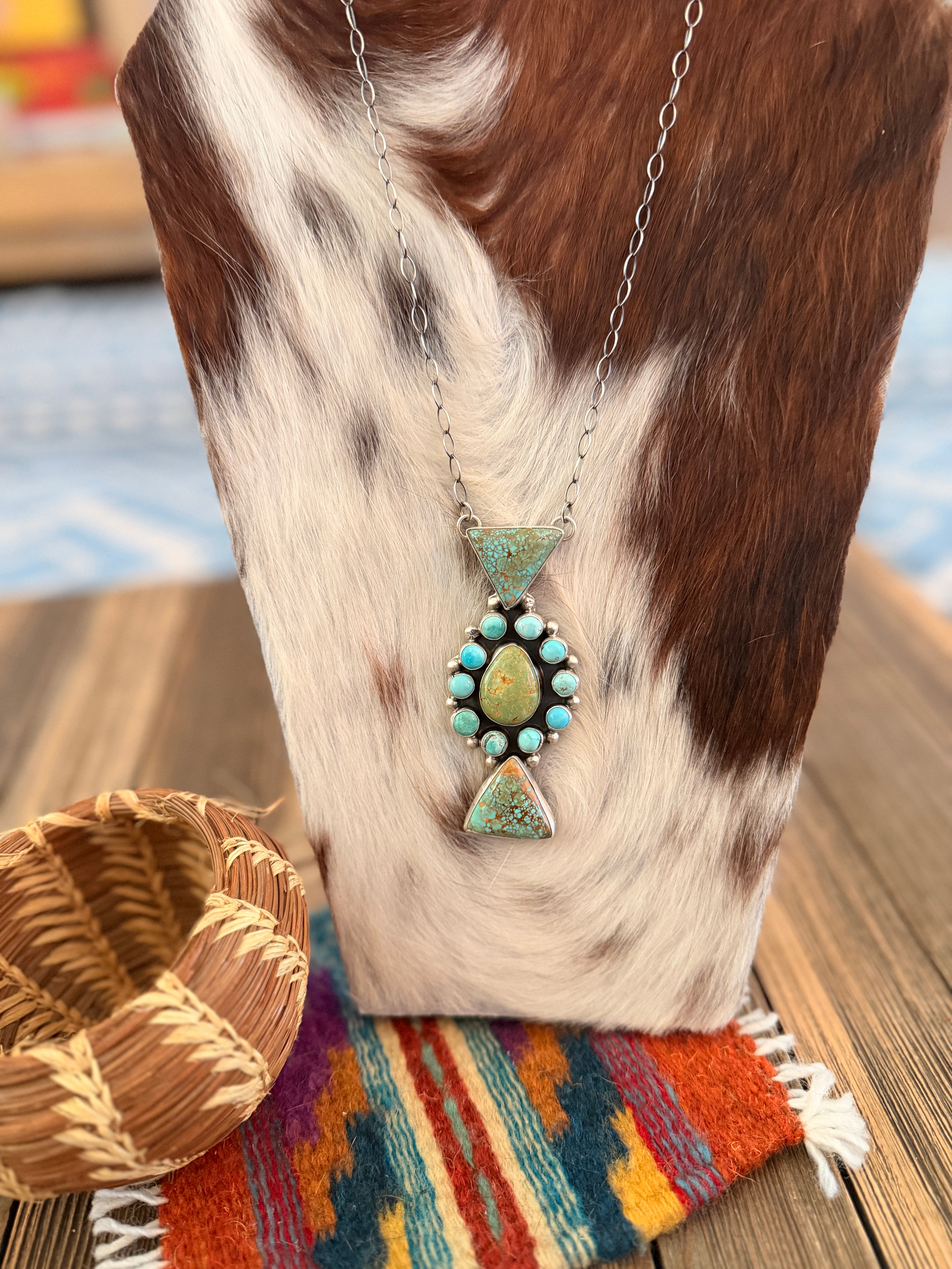 Handcrafted Turquoise & Sterling Silver Necklace by Joelias Draper