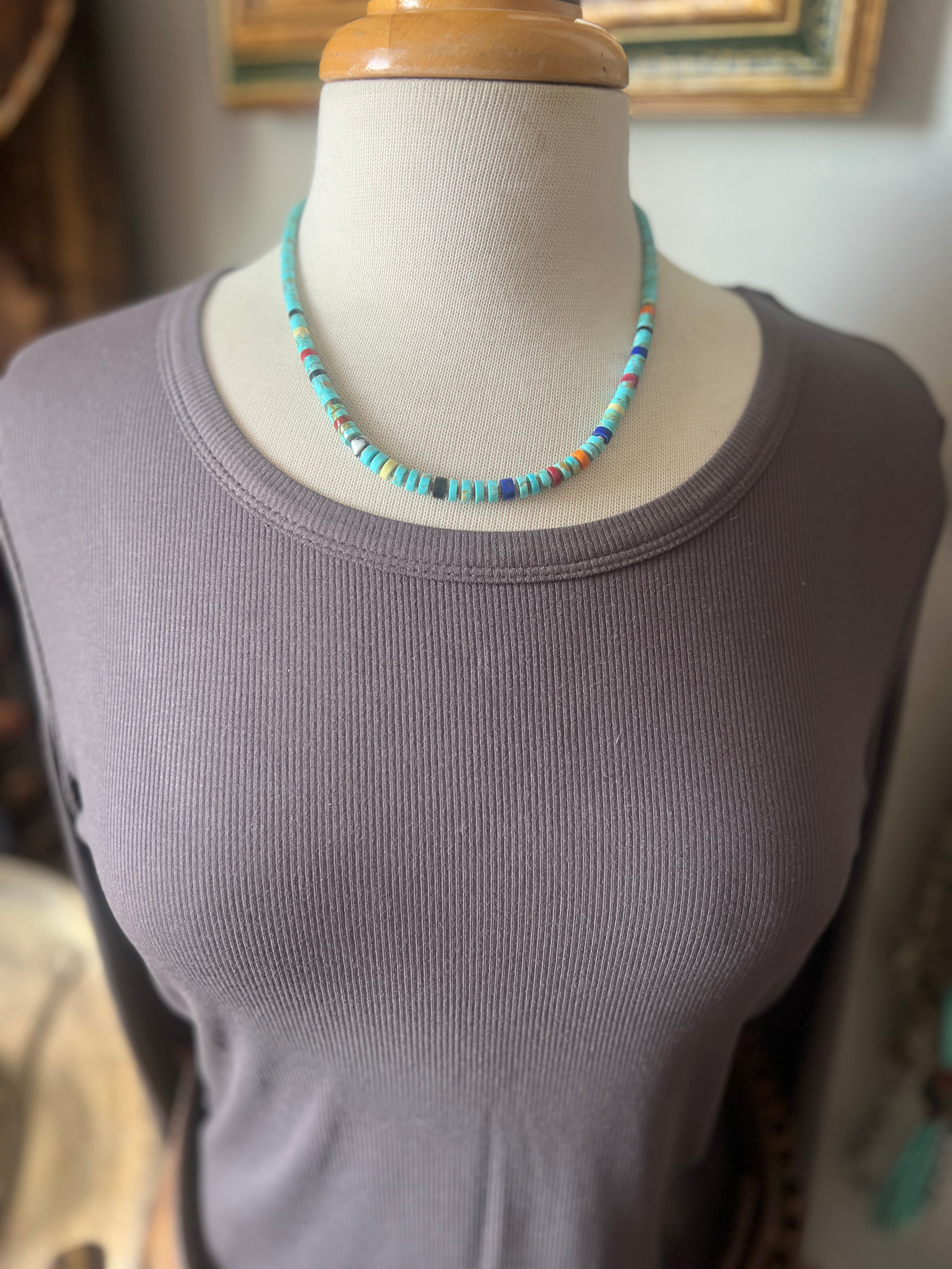 Ronald Chavez Handcrafted Multistone Graduated Heishi Bead Necklace, 19-1/4 inches