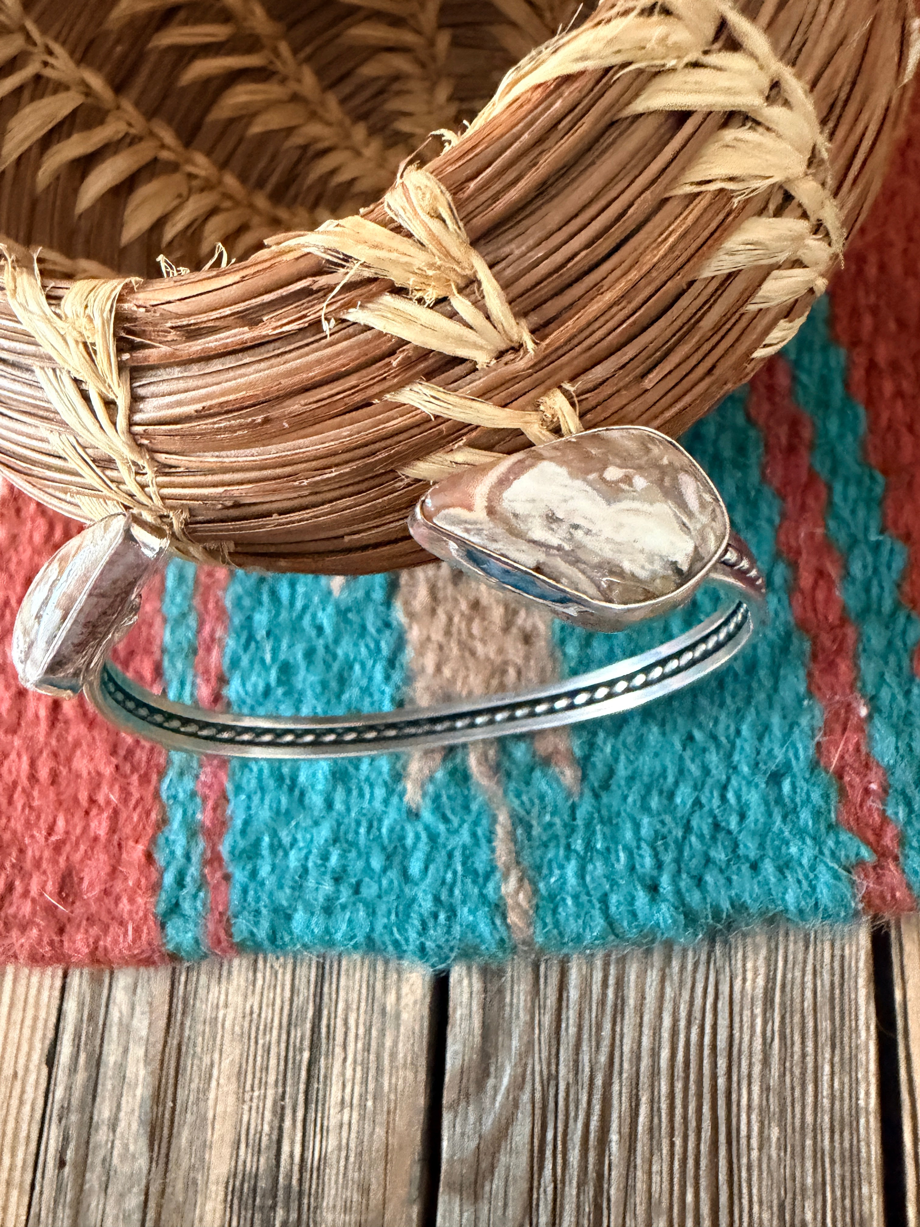 Handcrafted Wild Horse & Sterling Silver Floating Cuff Bracelet