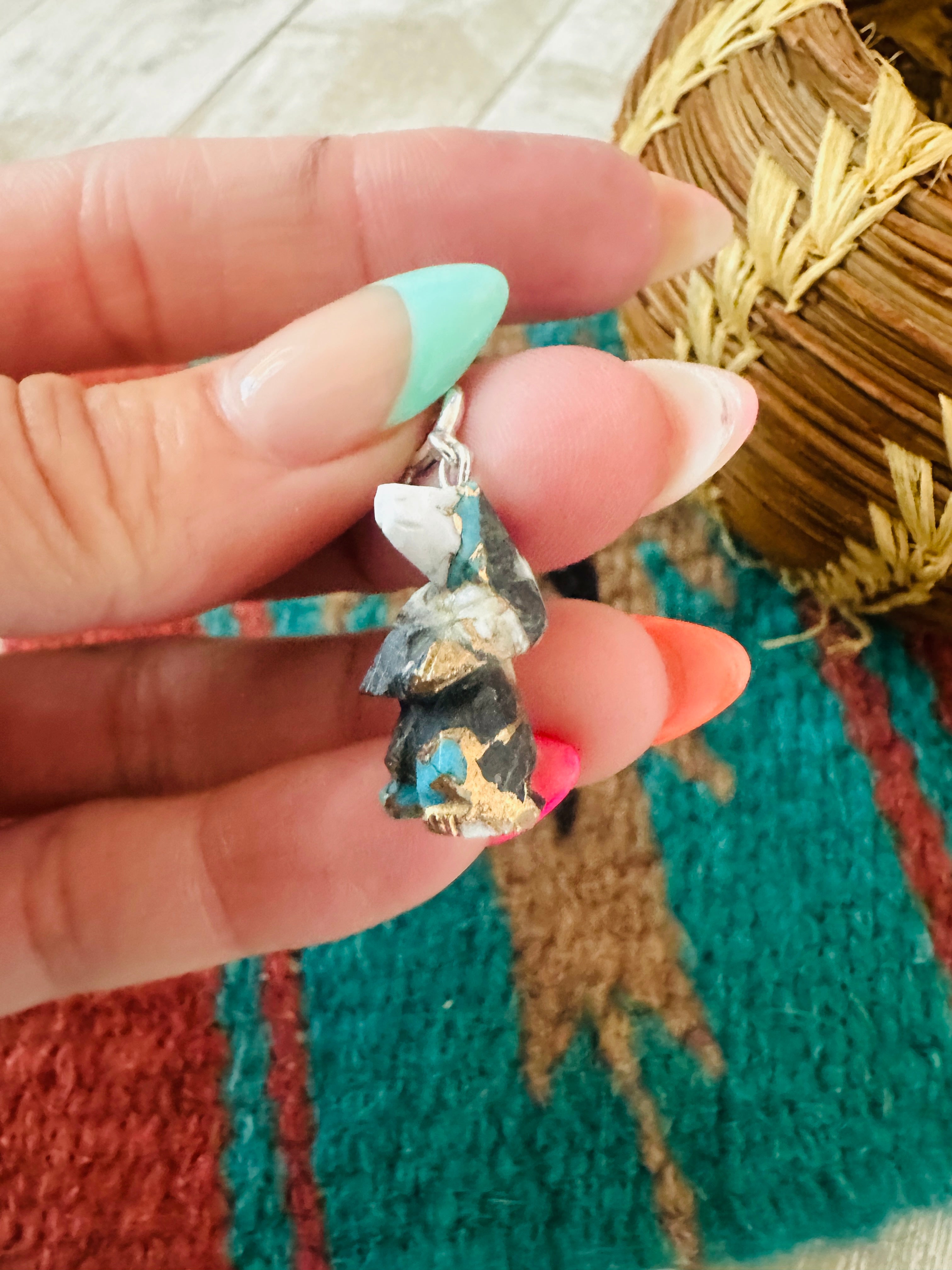 Handcrafted & Hand Carved Blue Mojave Bear Charm
