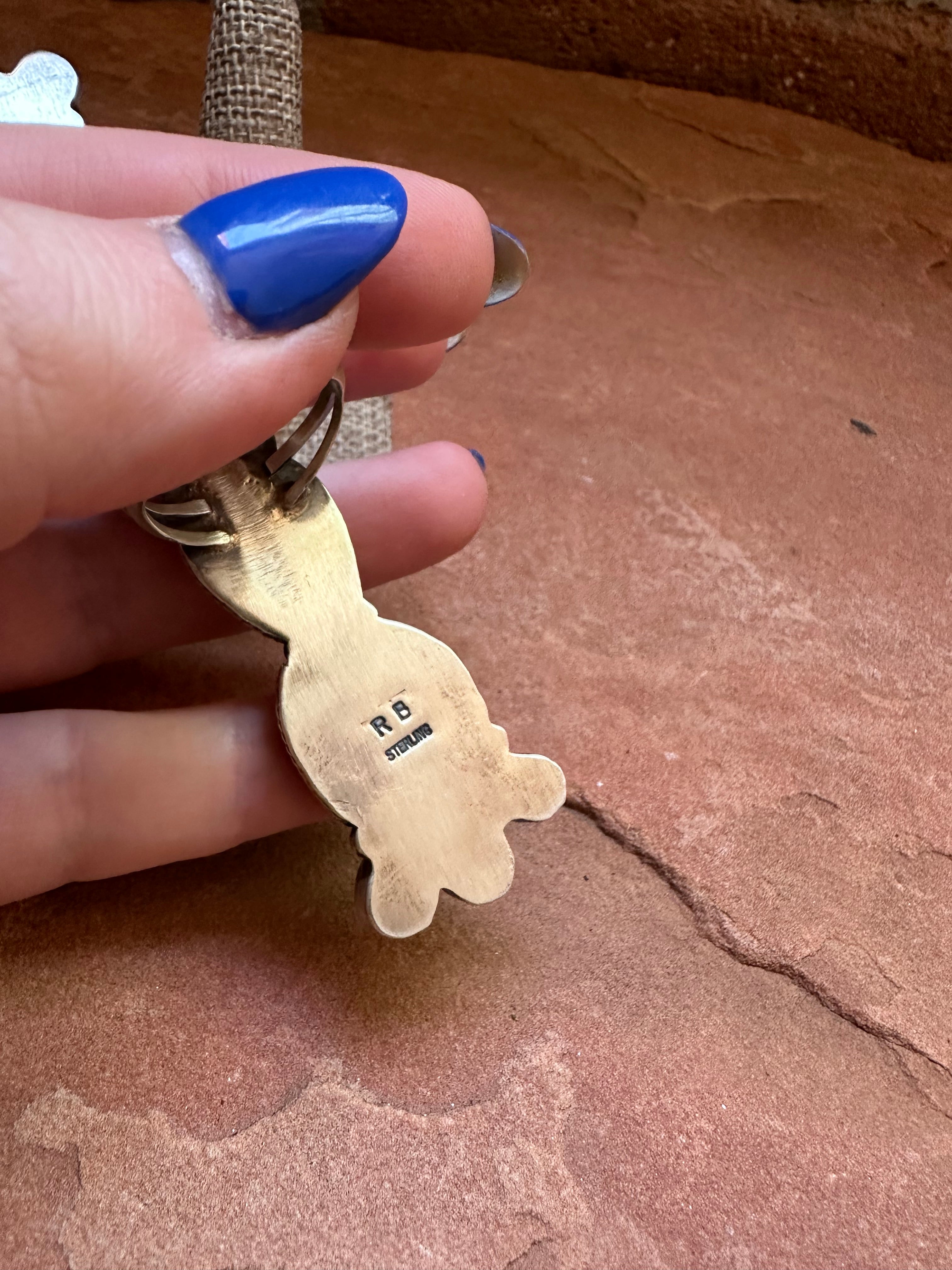 Handcrafted Turquoise & Sterling Silver Ring Signed RB