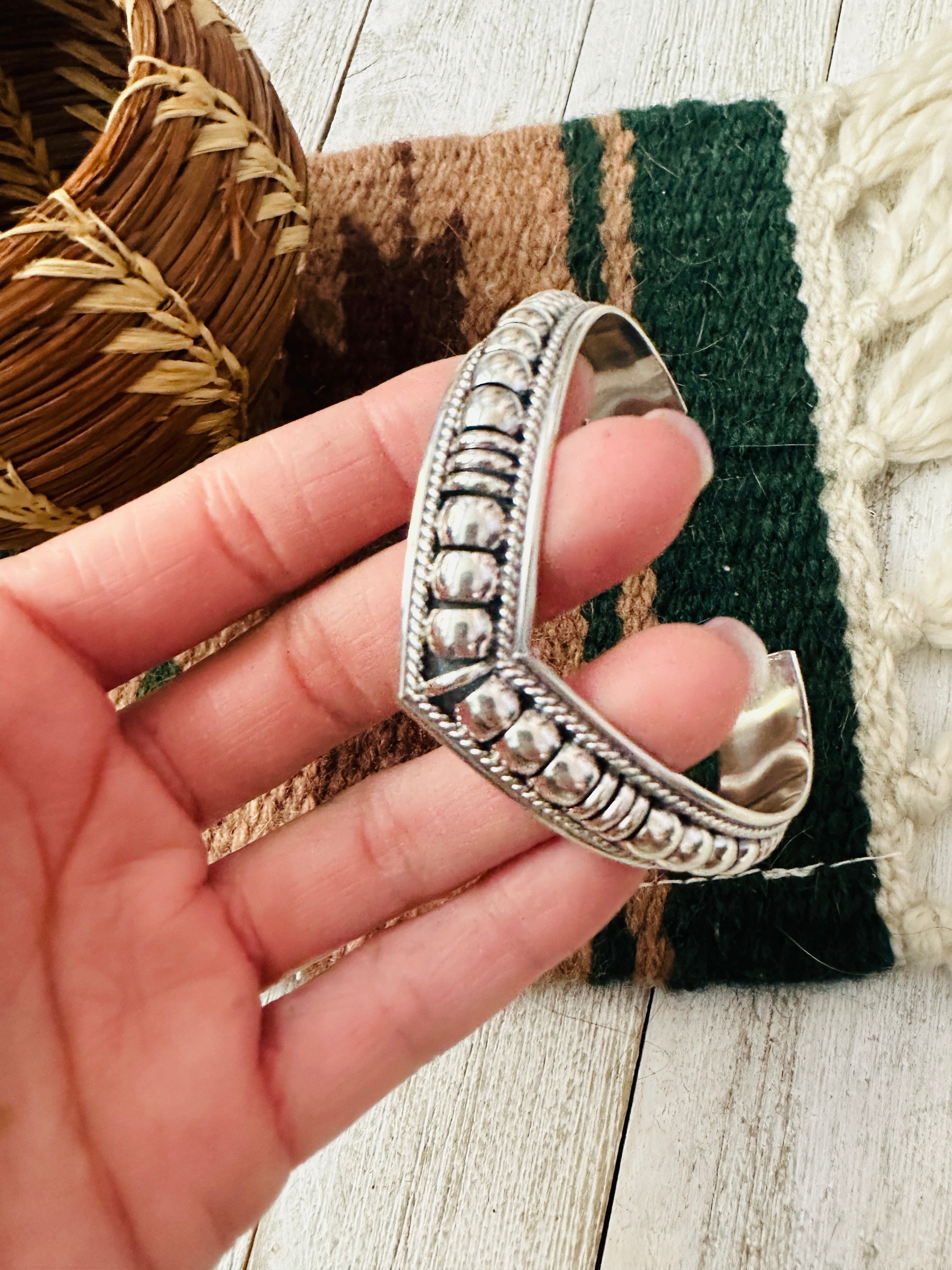 Handcrafted Rolled Sterling Silver Cuff Bracelet