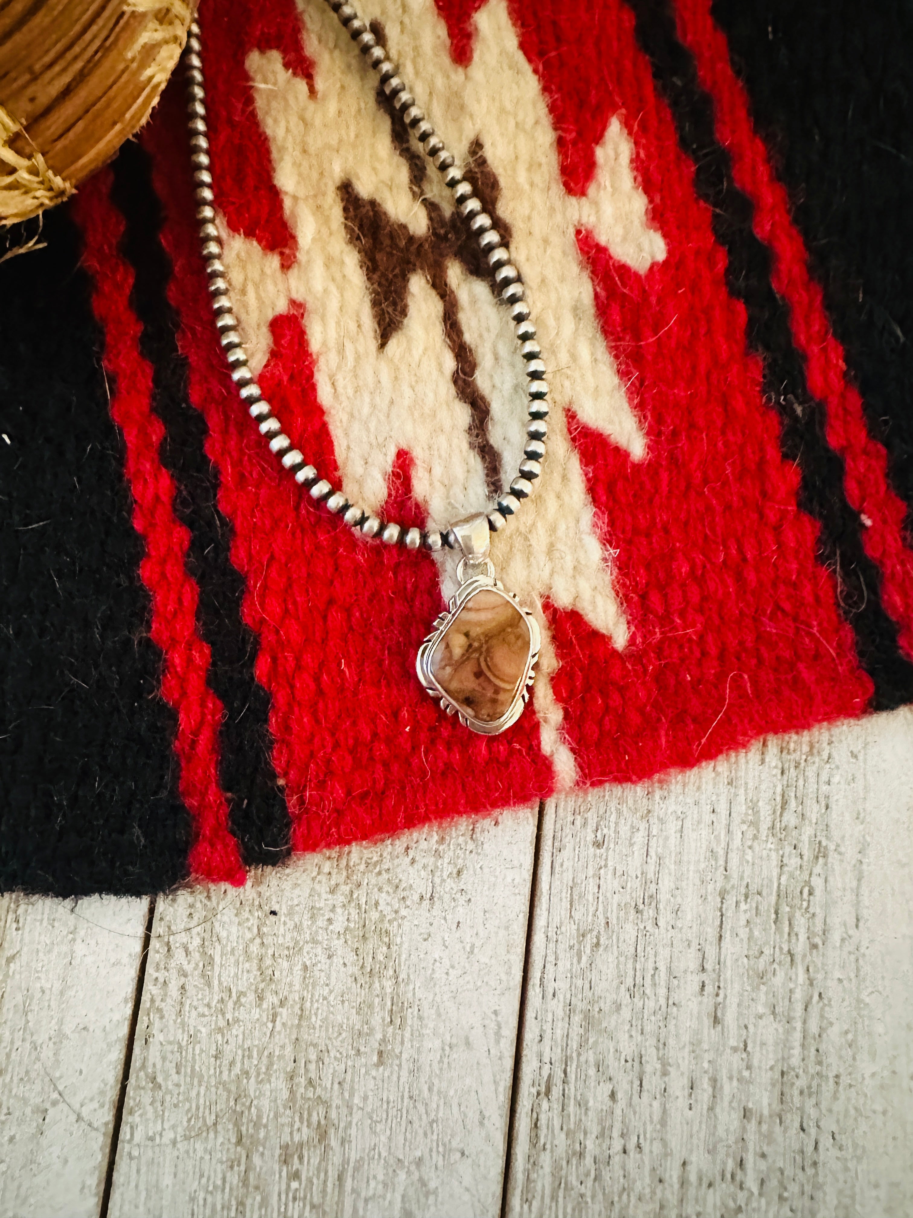 Handcrafted Sterling Silver & Jasper Pendant