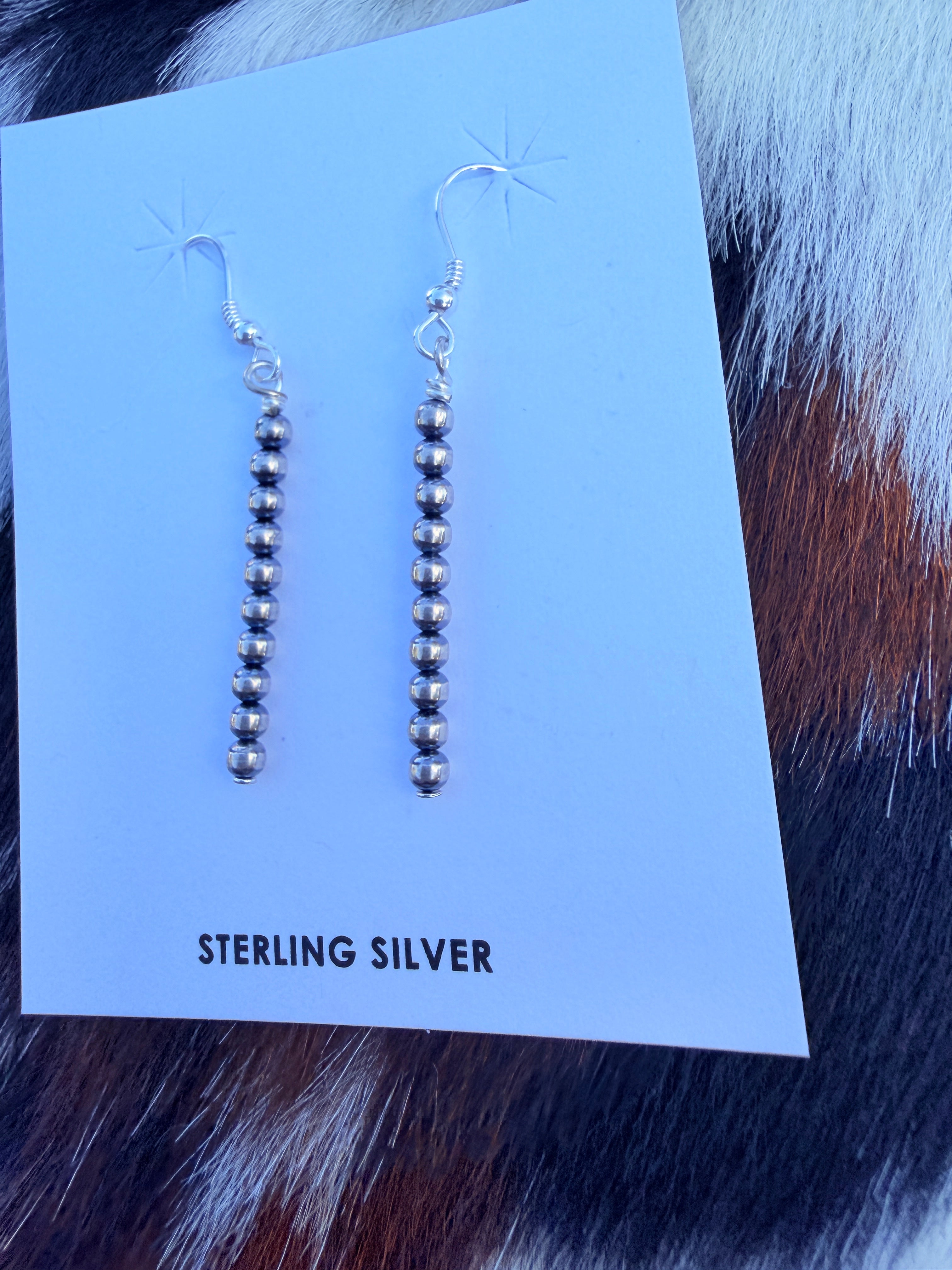 Handcrafted Sterling Silver Pearl Beaded Dangle Earrings