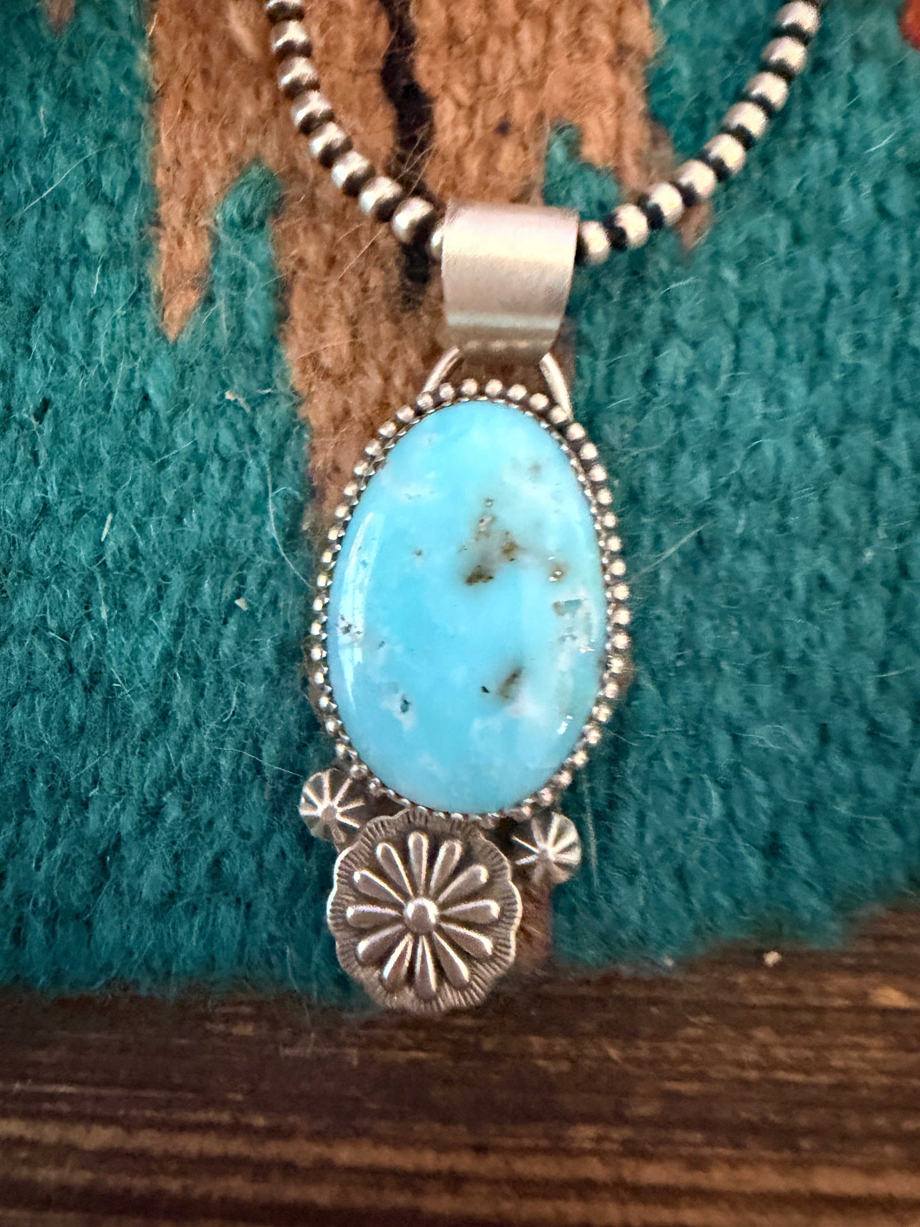 Handmade Sterling Silver & Blue Ridge Turquoise Pendant