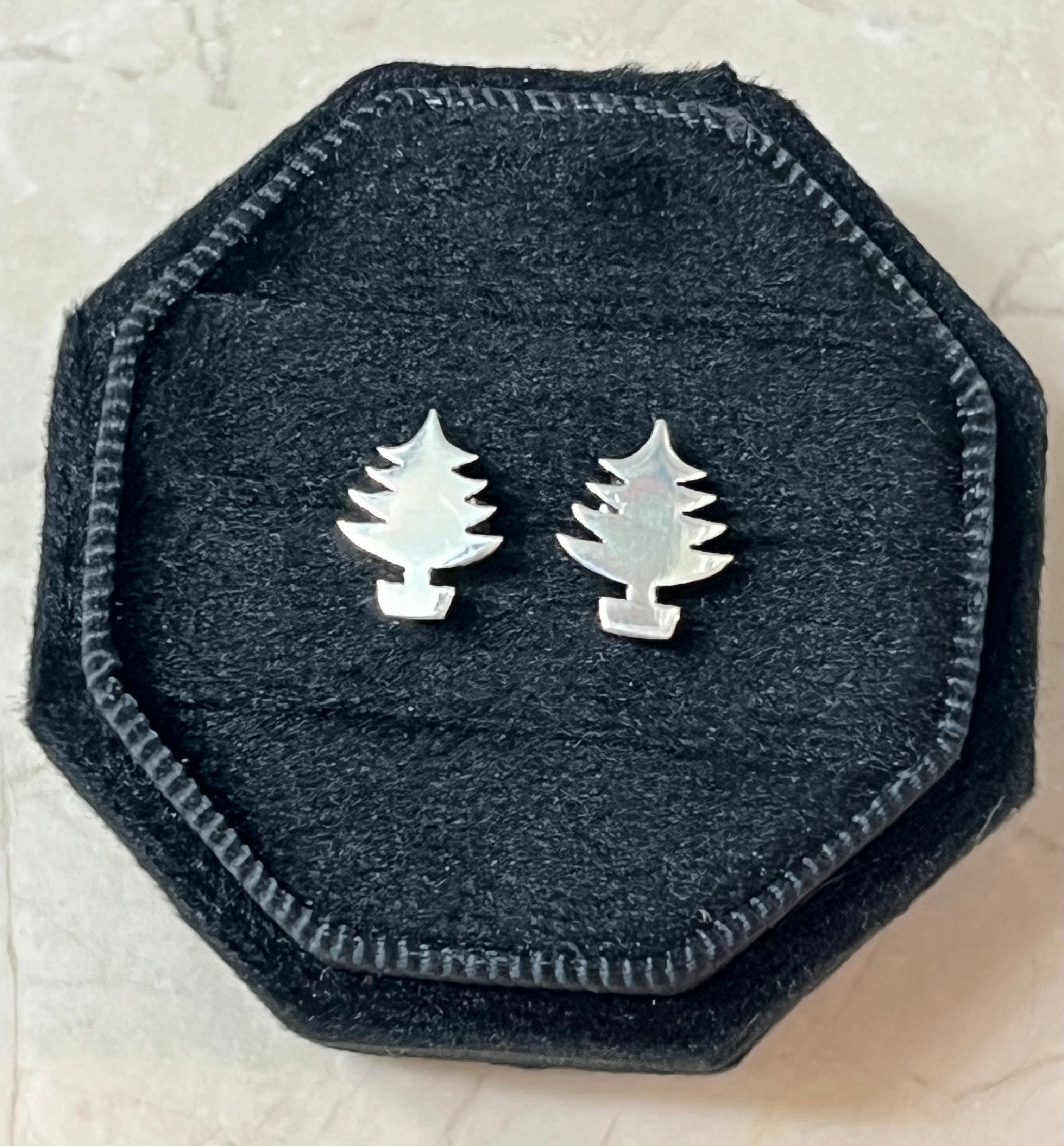 Sterling Silver 4-Branch Christmas Tree Earrings On Post