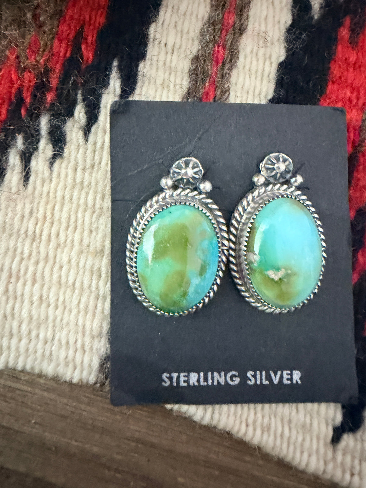Handcrafted Sonoran Mountain Turquoise & Sterling Silver Stud Earrings