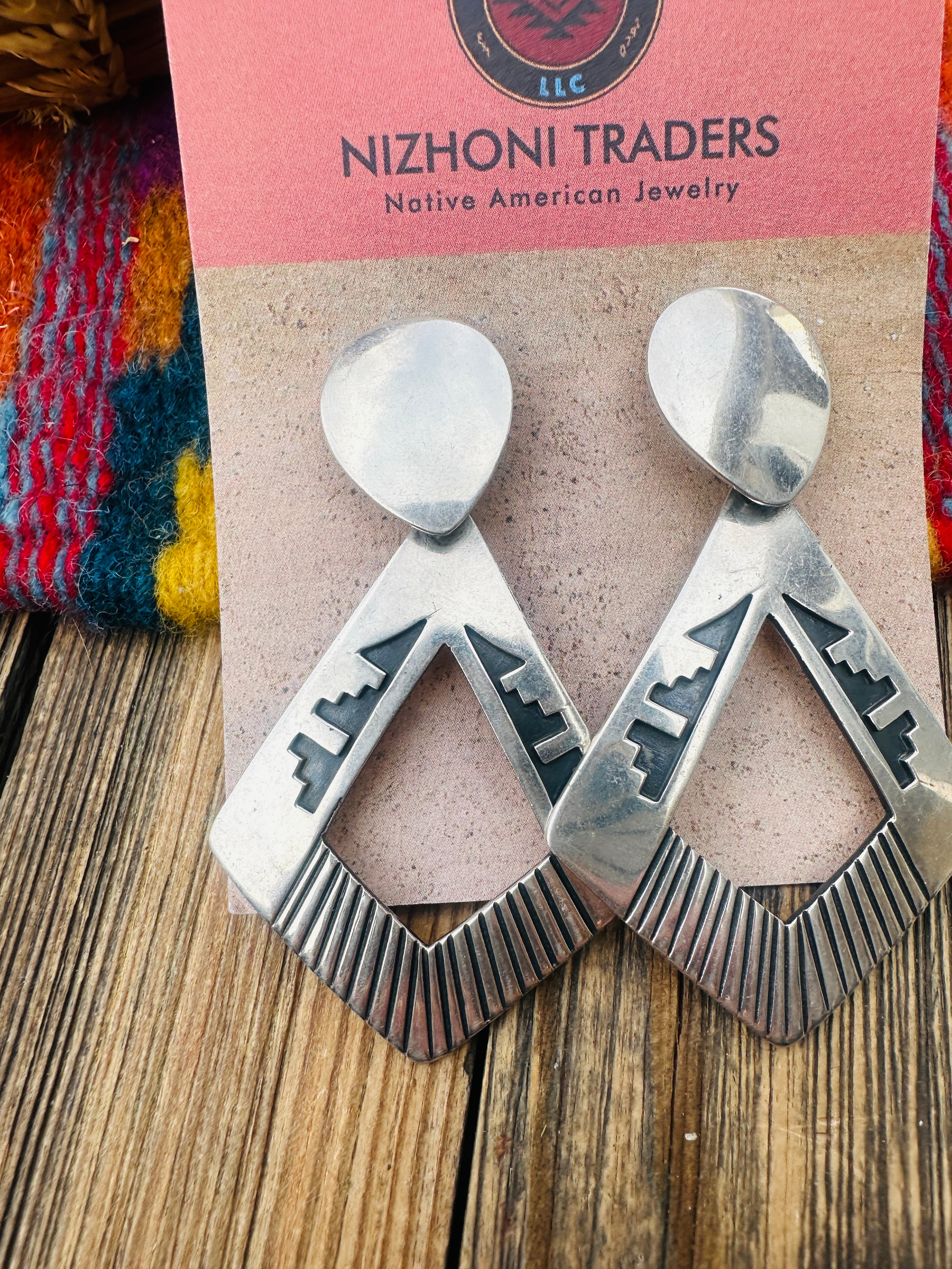 Handcrafted Old Pawn Sterling Silver Dangle Earrings