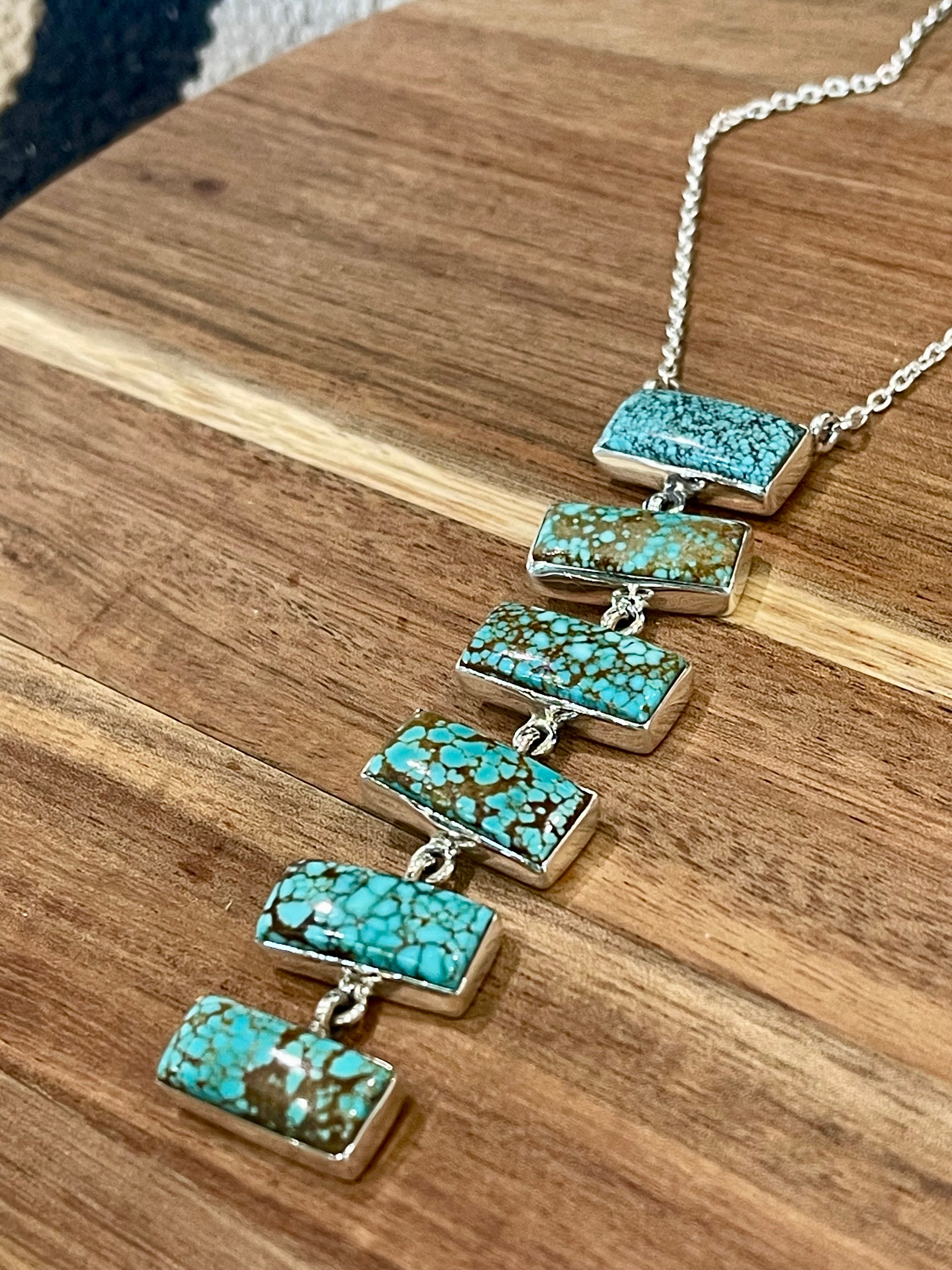 Handmade Sterling Silver, Number 8 Turquoise Drop Necklace