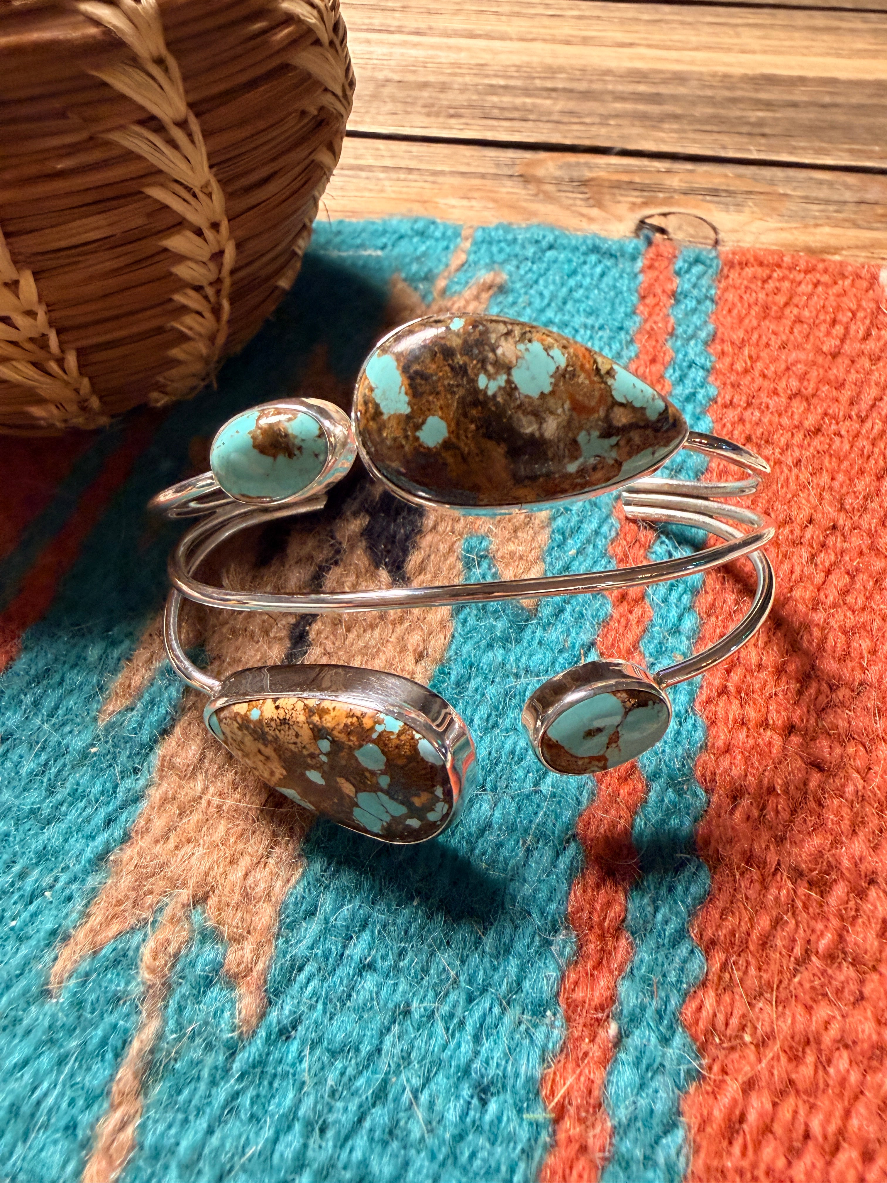 Handcrafted Royston Turquoise & Sterling Silver Cuff Bracelet by Virginia Sandoval