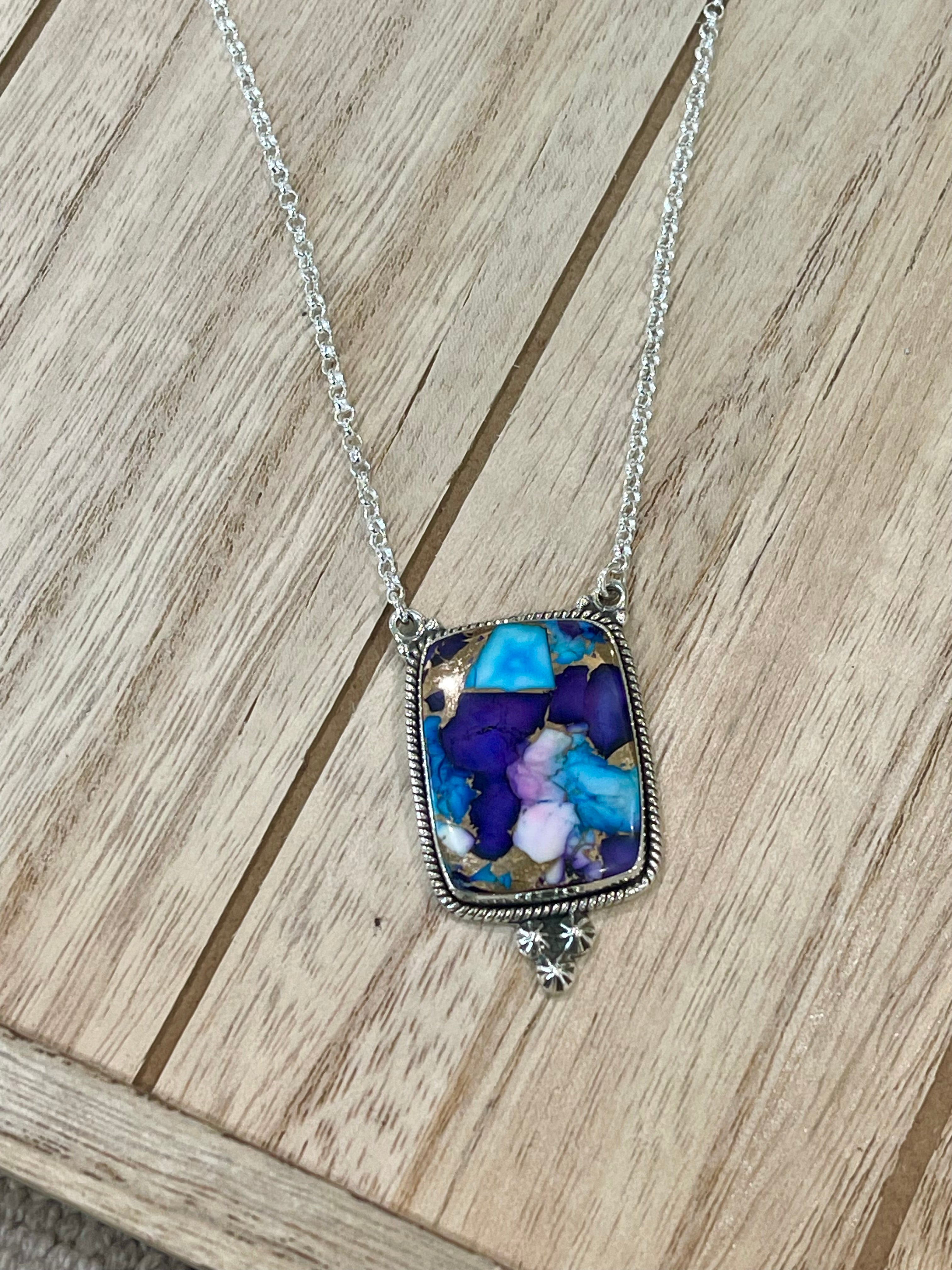 Handmade Sterling Silver & Purple Dream Mojave Heart Necklace