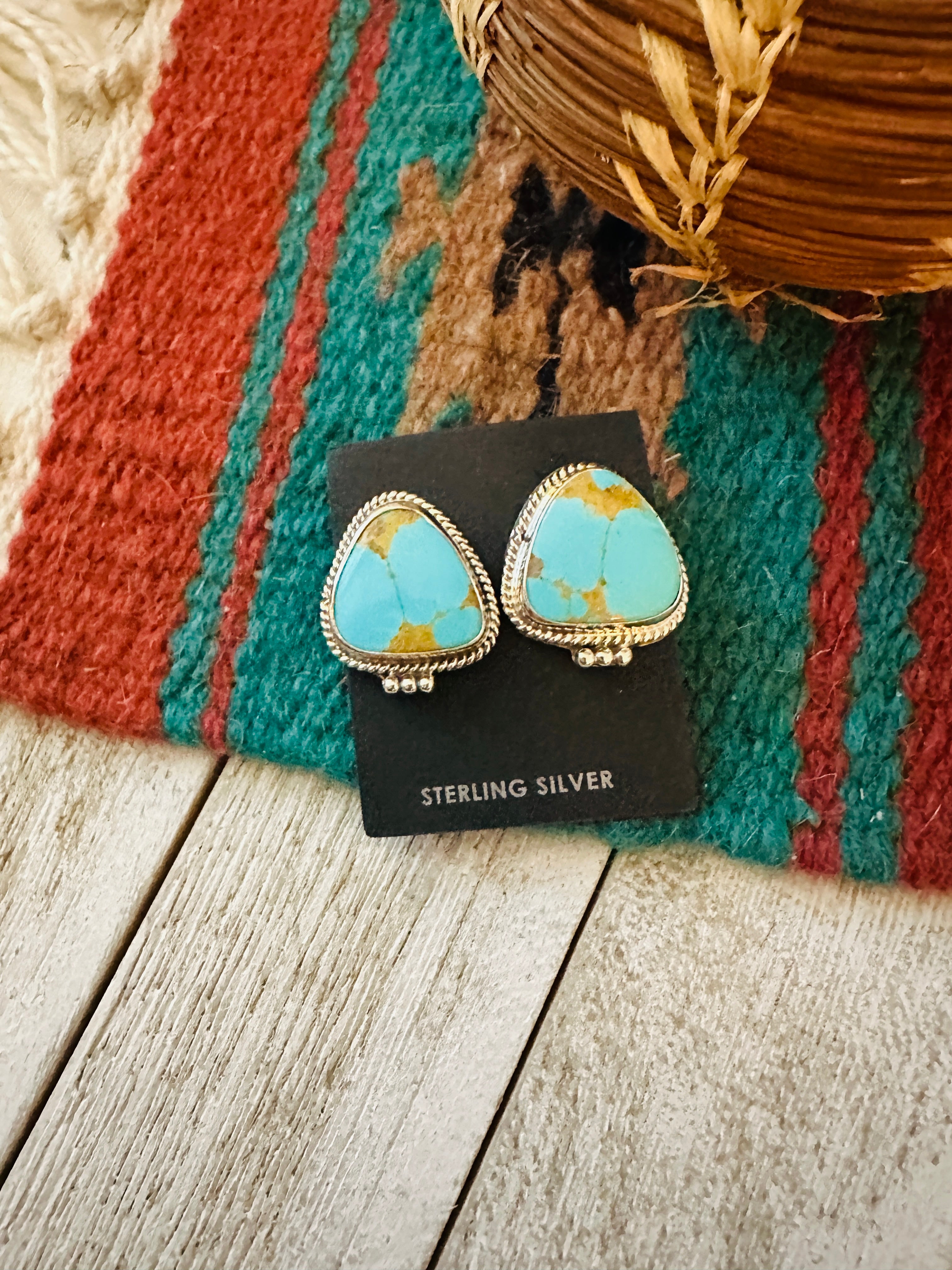 Navajo Turquoise & Sterling Silver Post Earrings