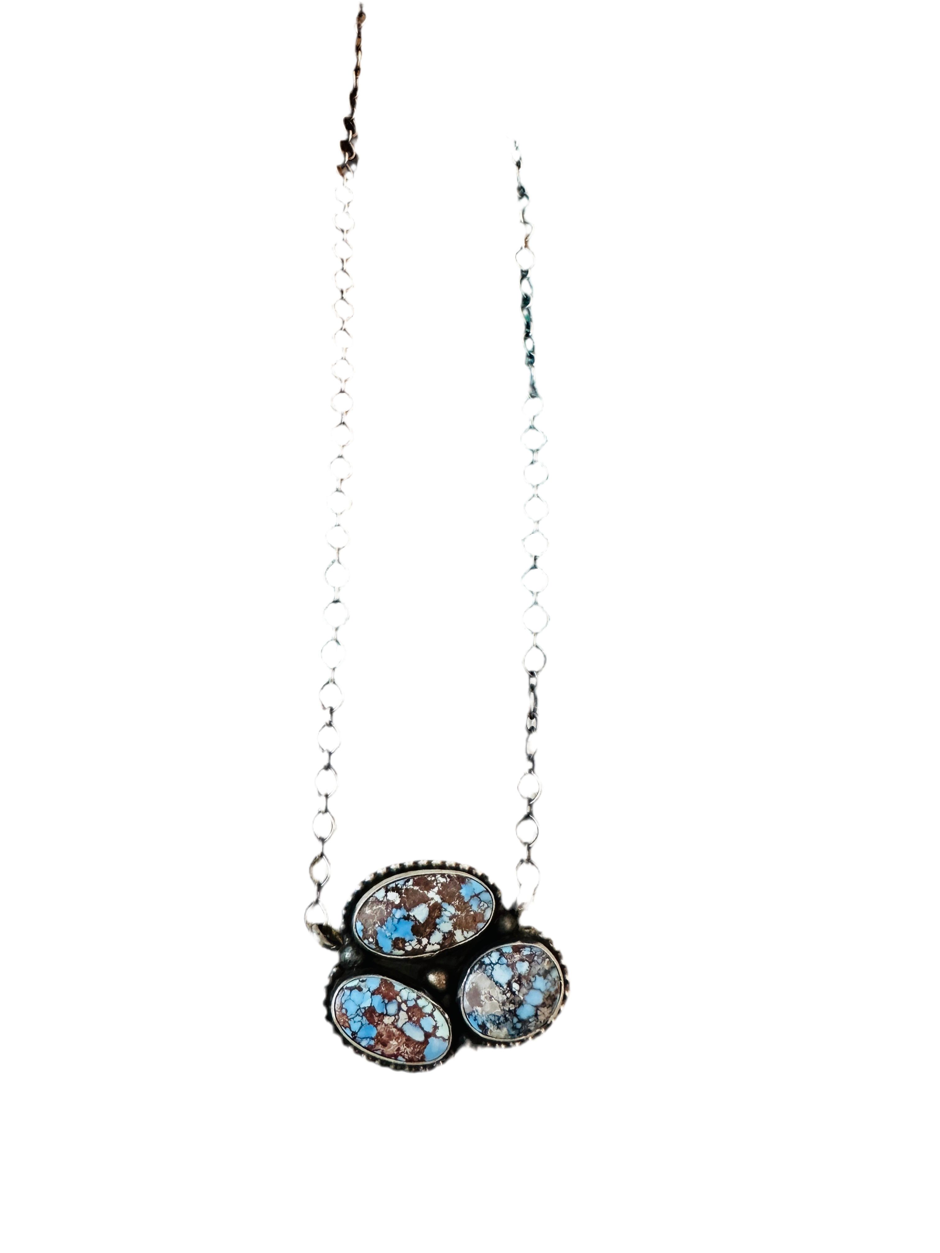 Handcrafted Sterling Silver & Golden Hills Turquoise Cluster Necklace