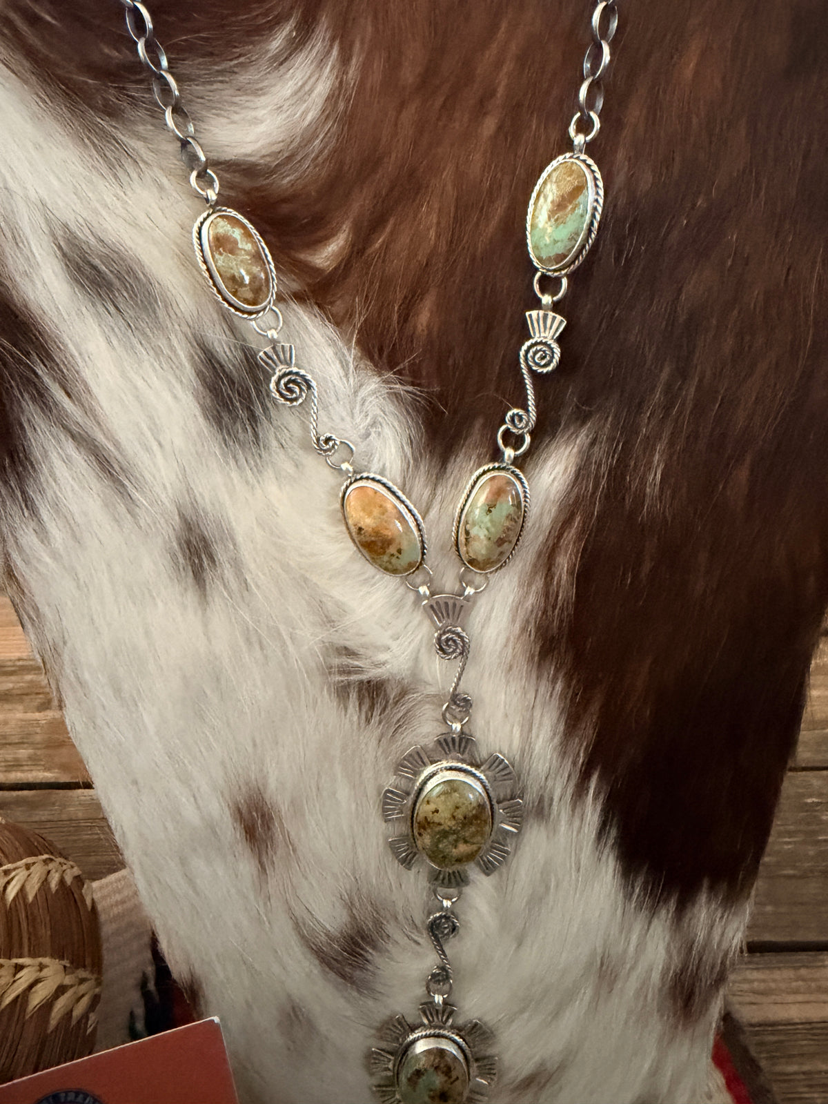 Handcrafted Royston Turquoise & Sterling Silver Necklace and Earring Set by Fred Francis
