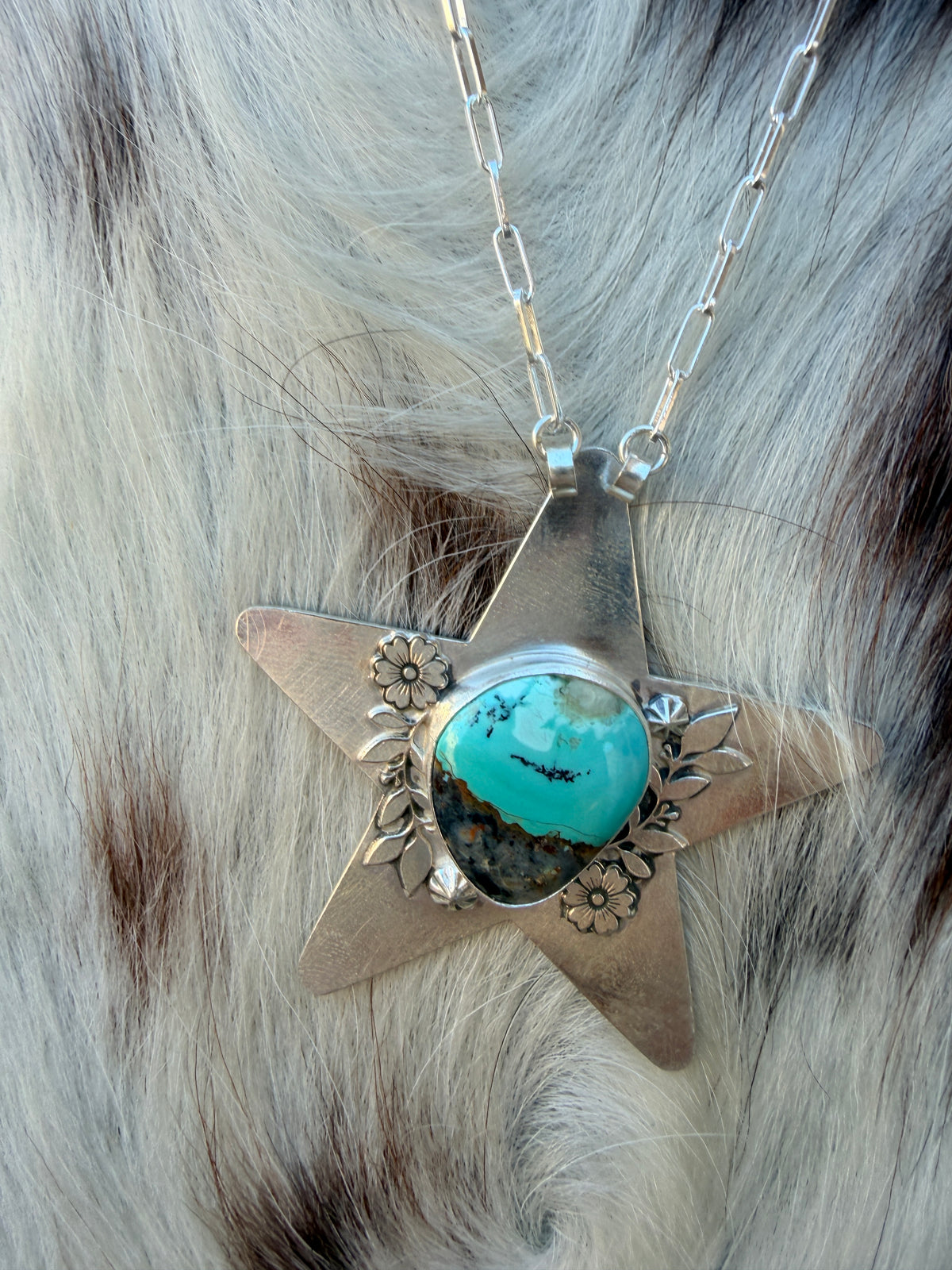 Handmade Sterling Silver & Turquoise Star Necklace