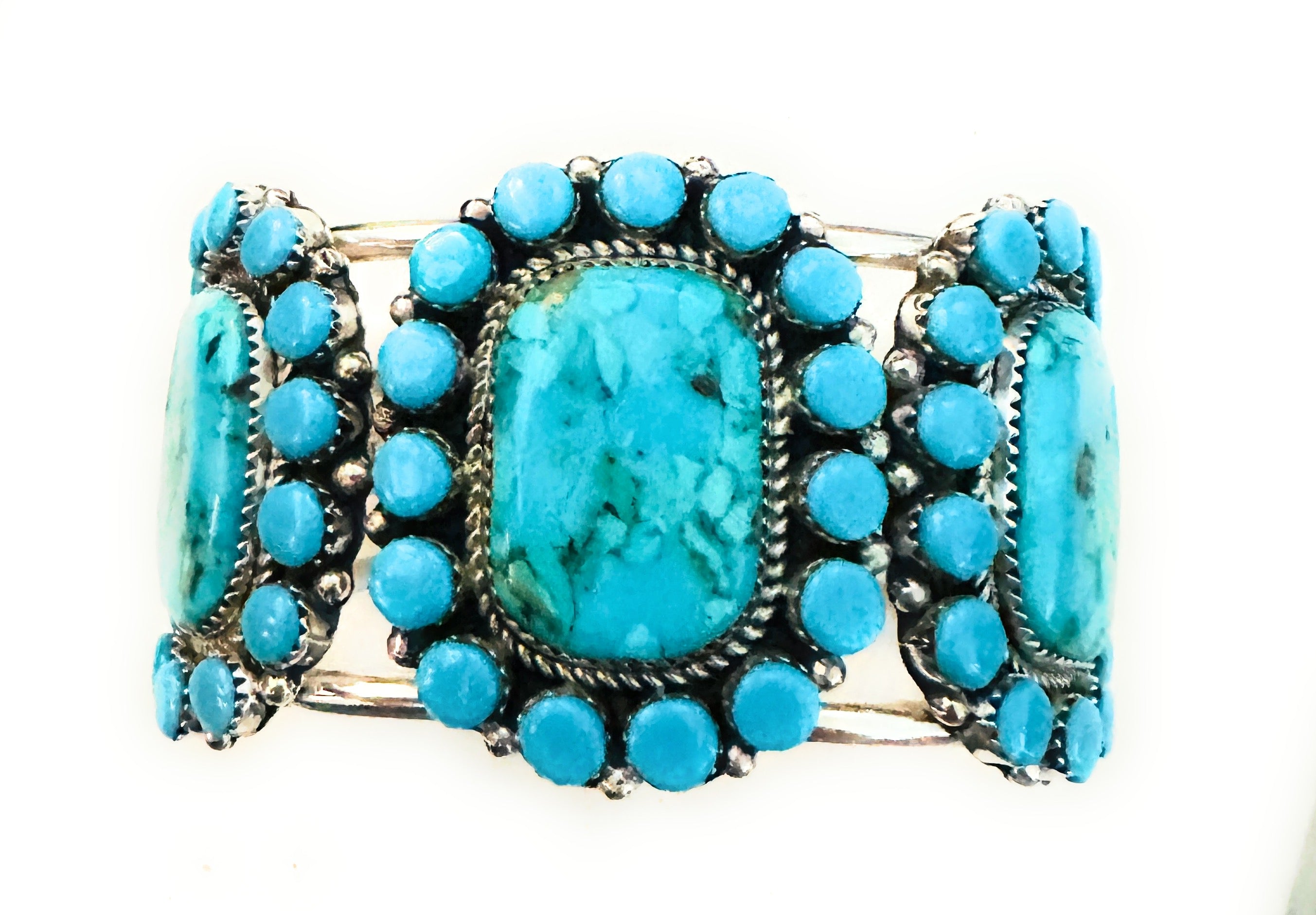 Navajo Kingman Turquoise & Sterling Silver Cuff Bracelet /
