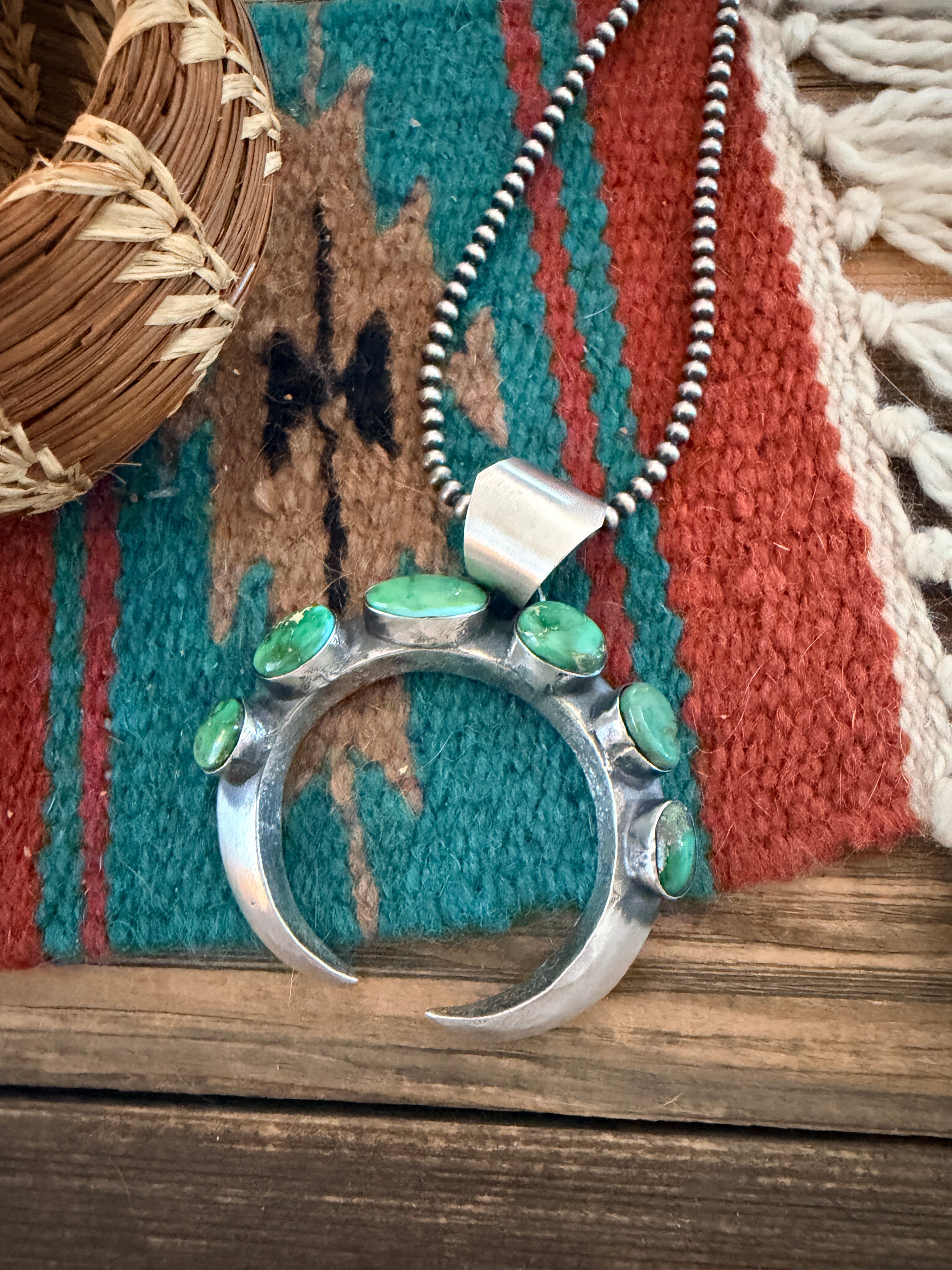 Handcrafted Sterling Silver & Sonoran Mountain Turquoise Naja Pendant by Chimney Butte