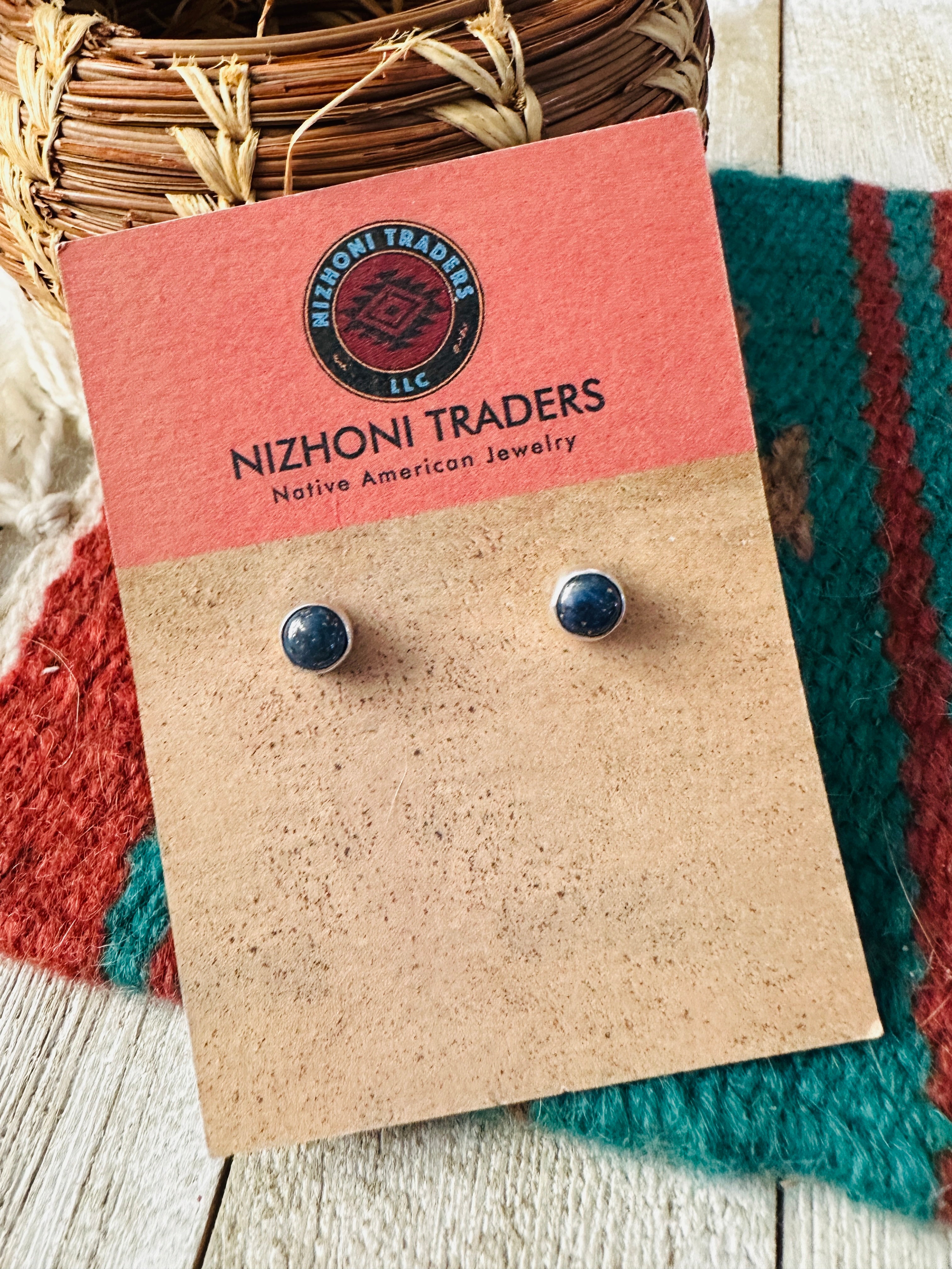 Handcrafted Sterling Silver & Lapis Stud Earrings