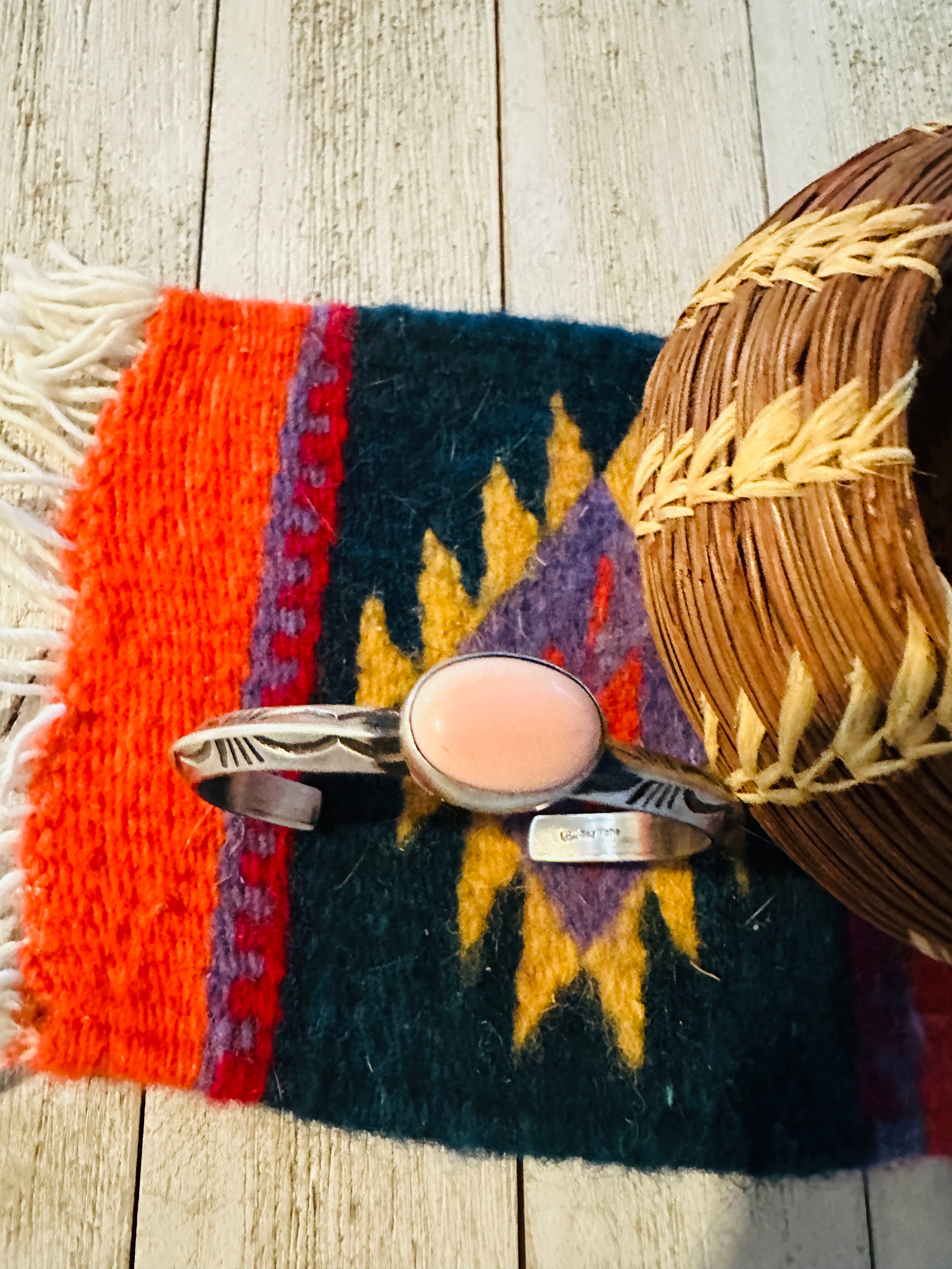 Handcrafted Sterling Silver & Queen Pink Conch Cuff Bracelet