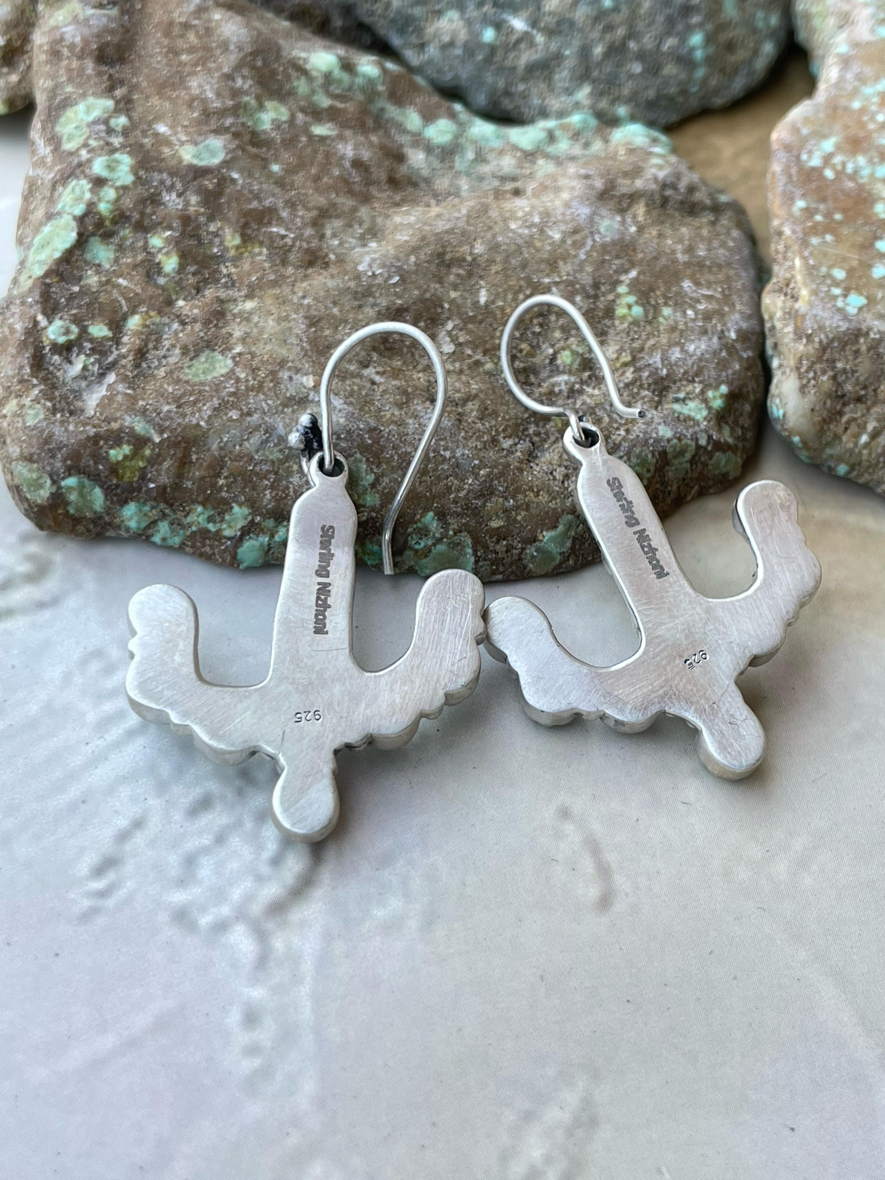 Handmade Sterling Silver & Turquoise Saguaro Cactus Earrings