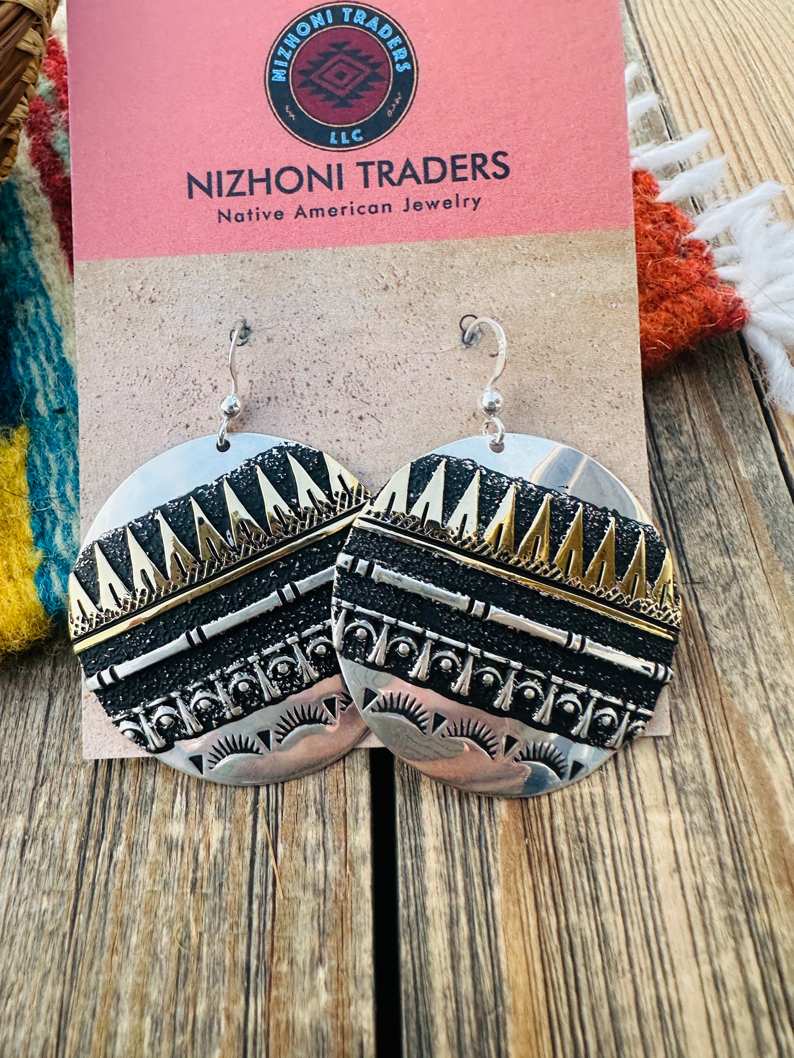 Handcrafted Sterling Silver & Copper Dangle Earrings by Rose Singer