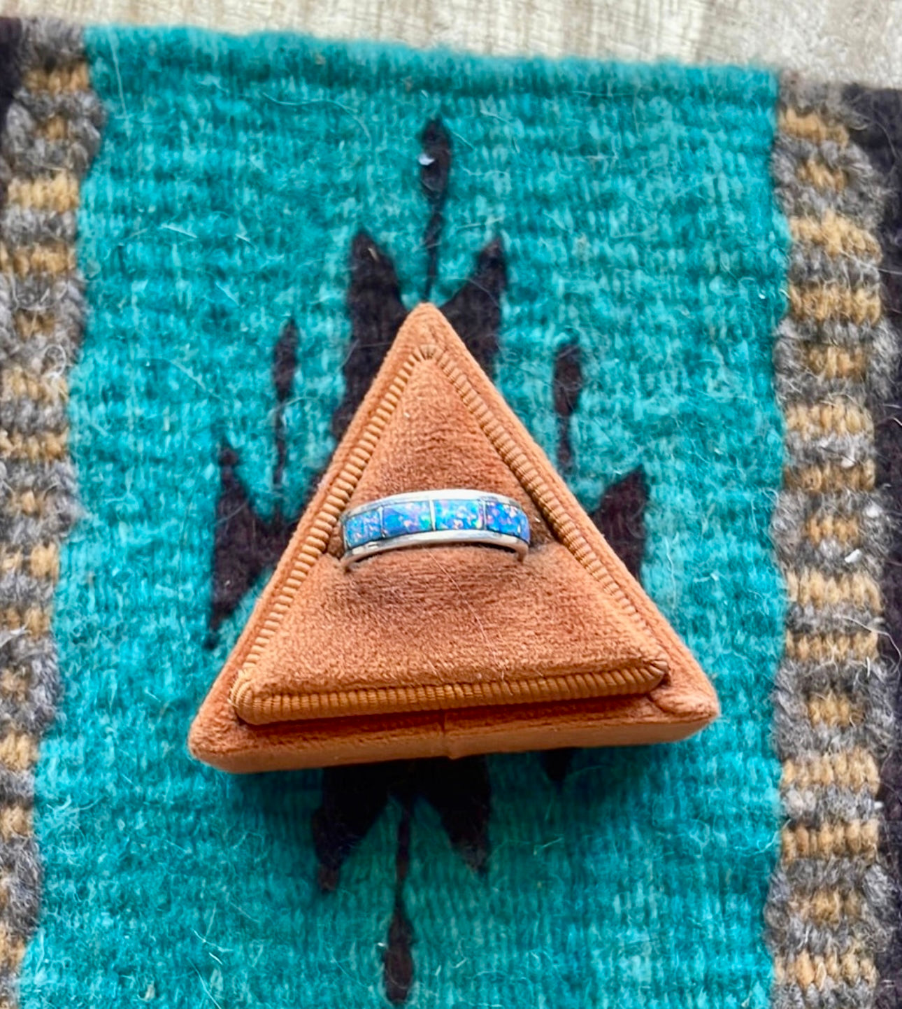 Handcrafted Sterling Silver & Blue Opal Inlay Ring