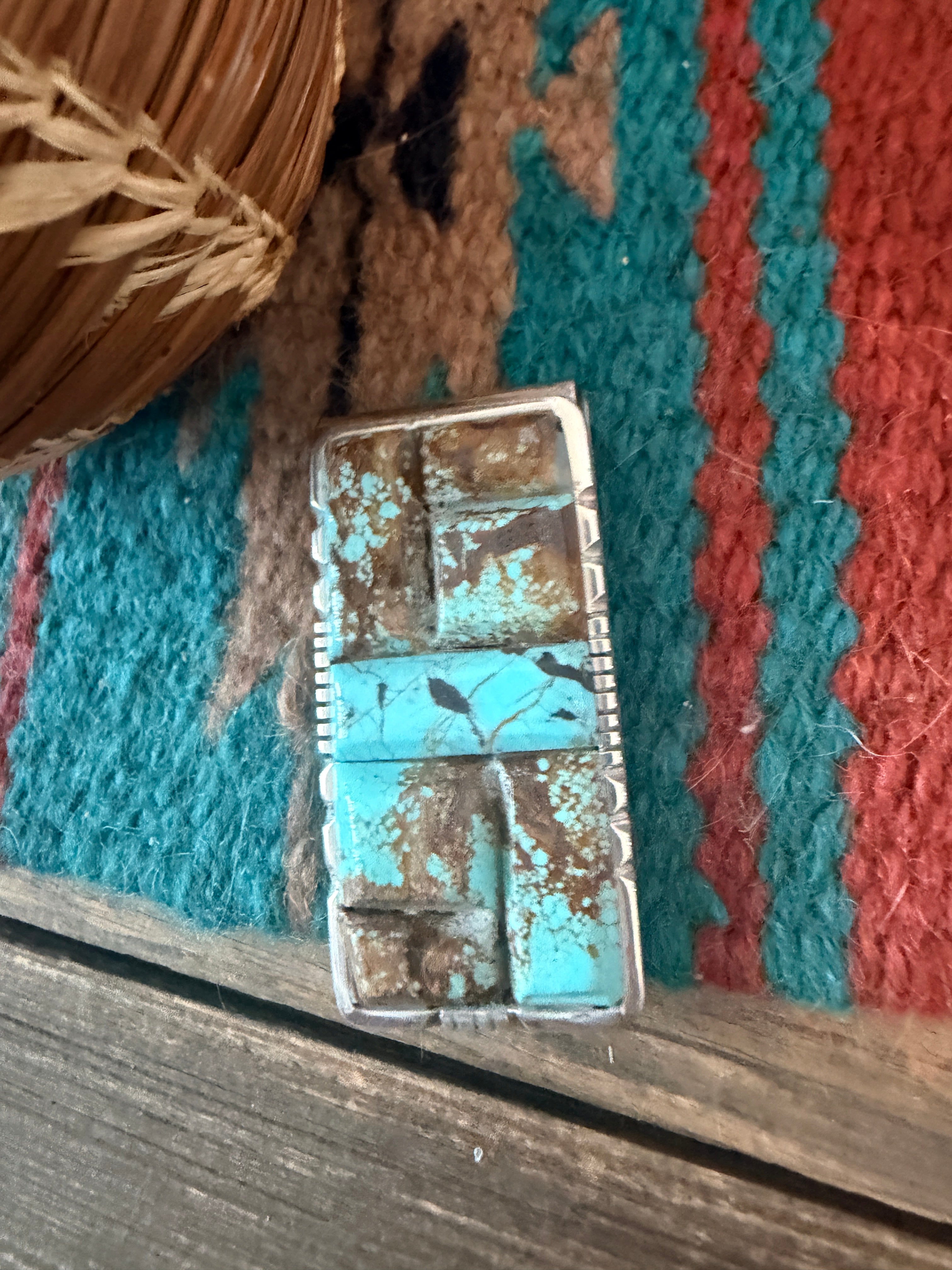 Handcrafted Turquoise & Sterling Silver Inlay Money Clip
