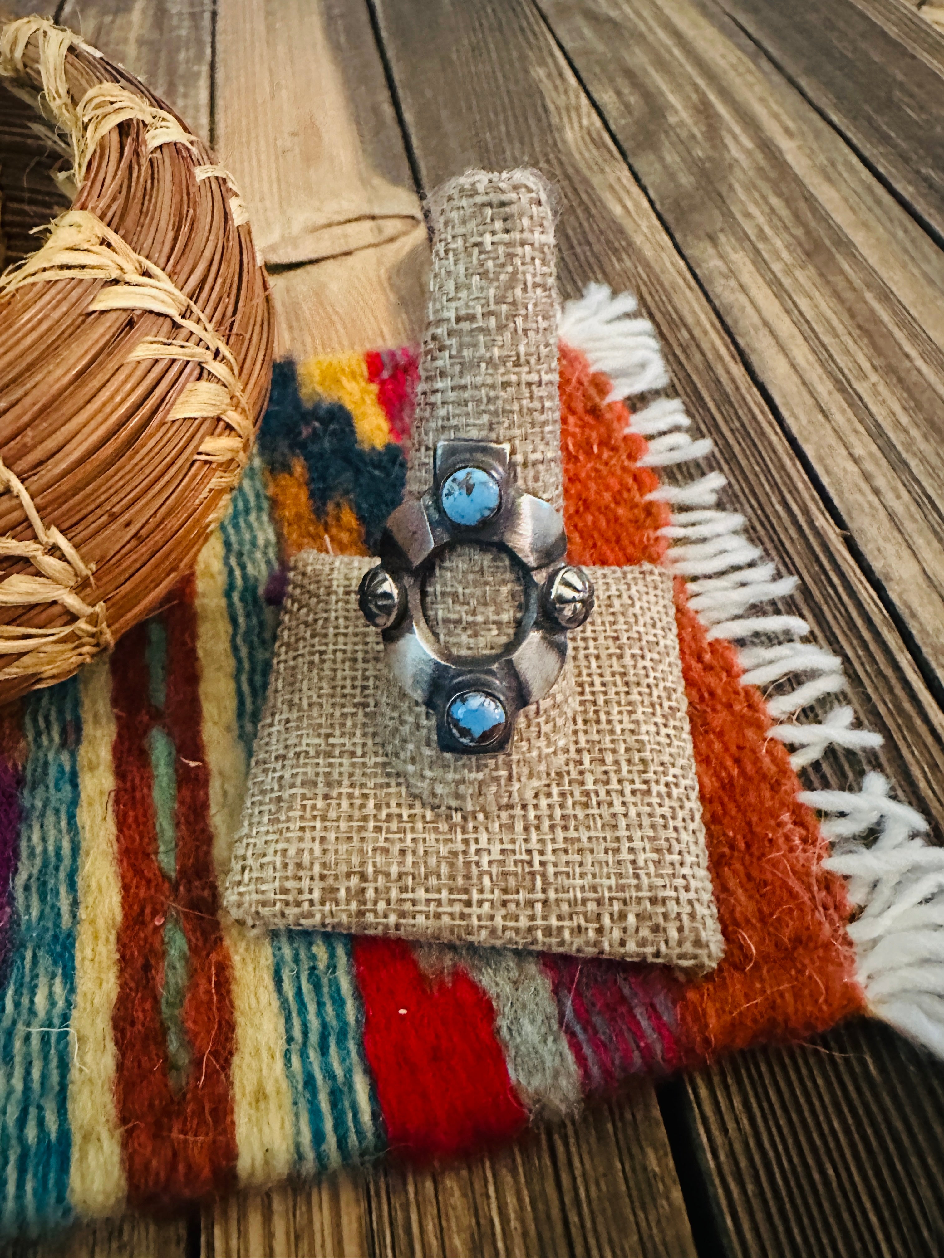 Handcrafted Golden Hills Turquoise & Sterling Silver Ring Size 11 by Chimney Butte