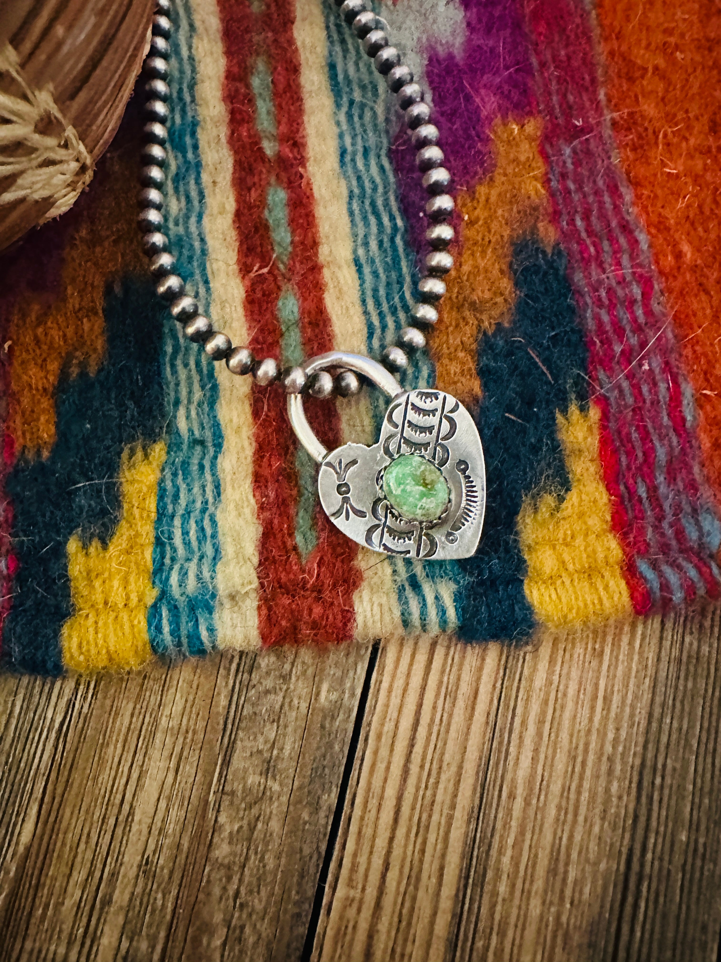 Handcrafted Sterling Silver & Turquoise Heart Locket Pendant