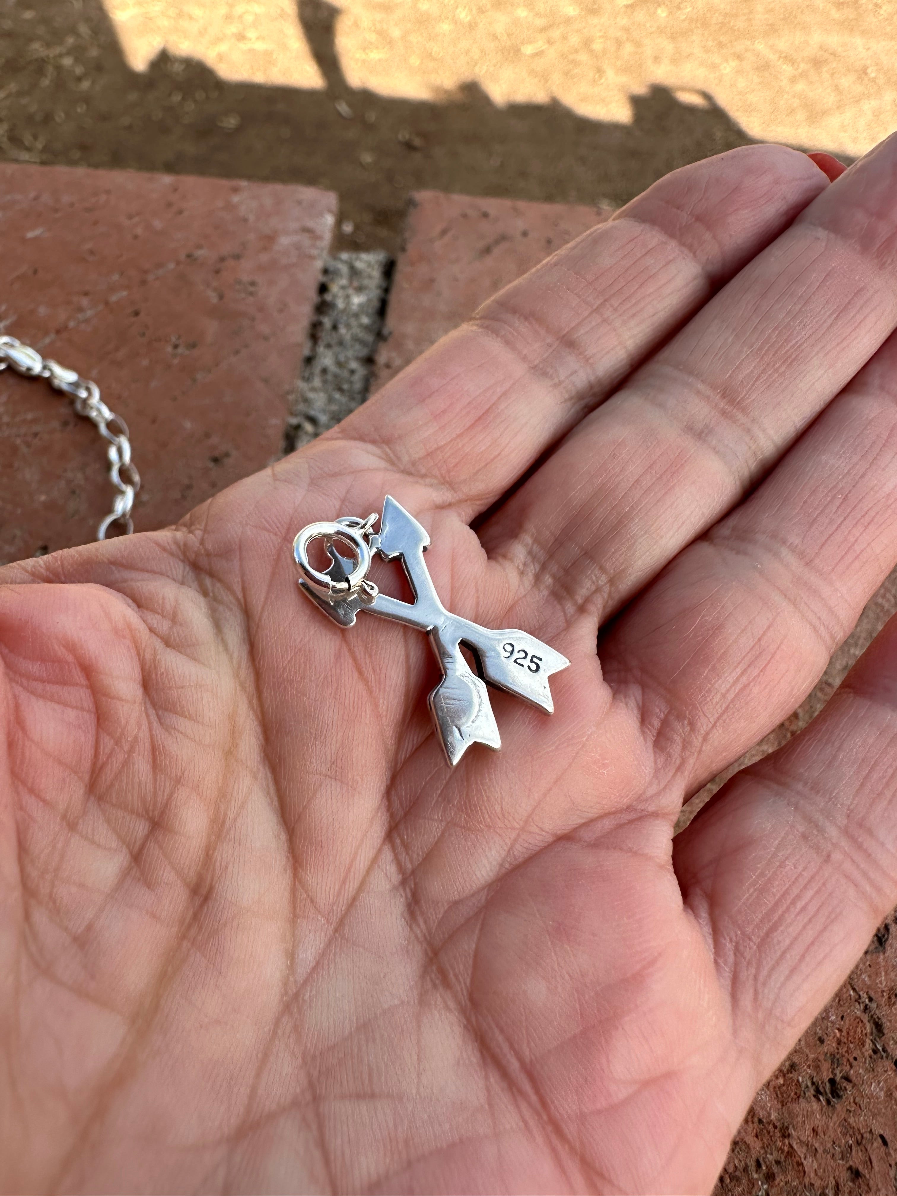 Handcrafted Sterling Silver Double Arrow Charm