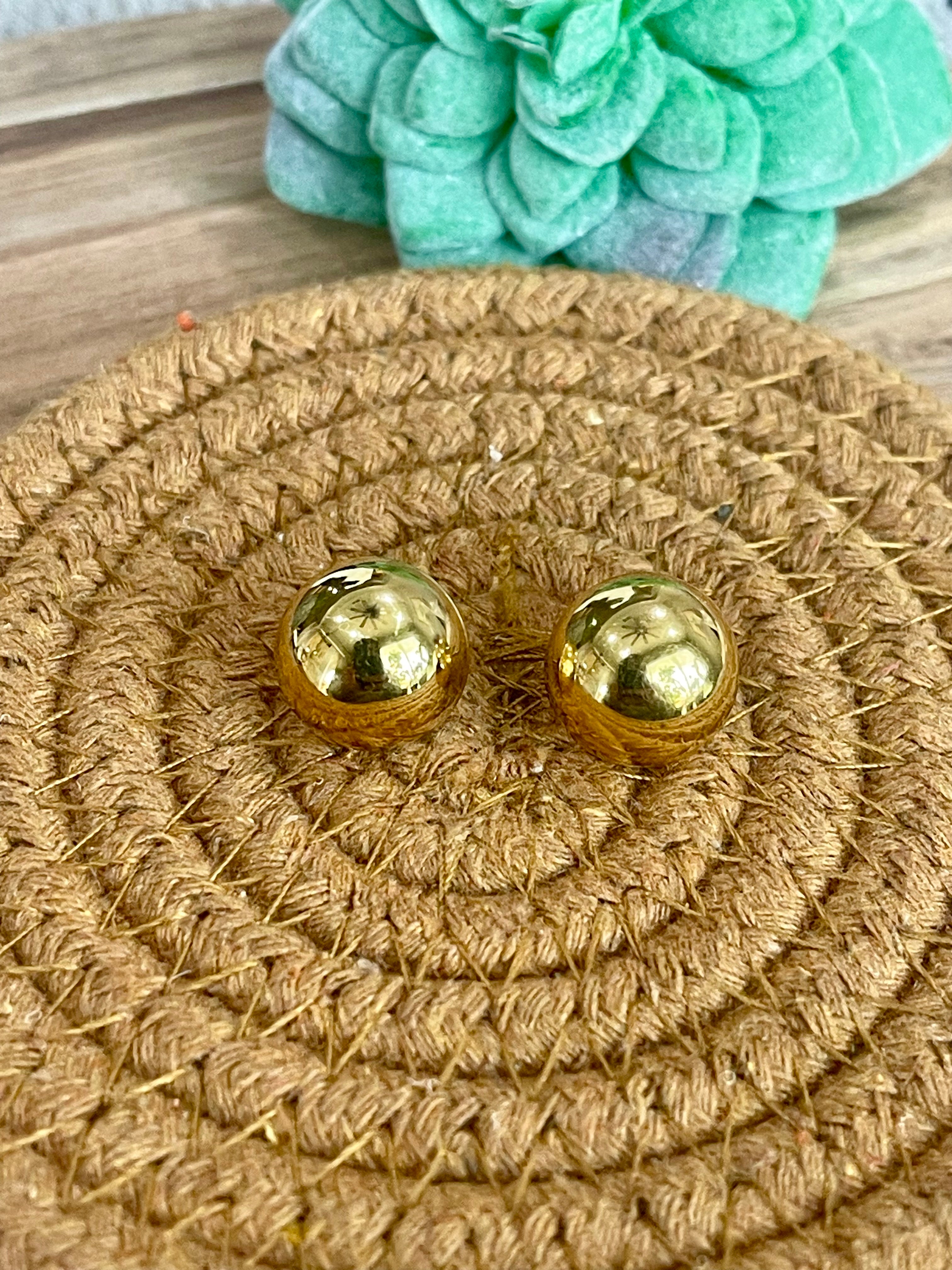 Vintage Gold Plated Round Stud Earrings