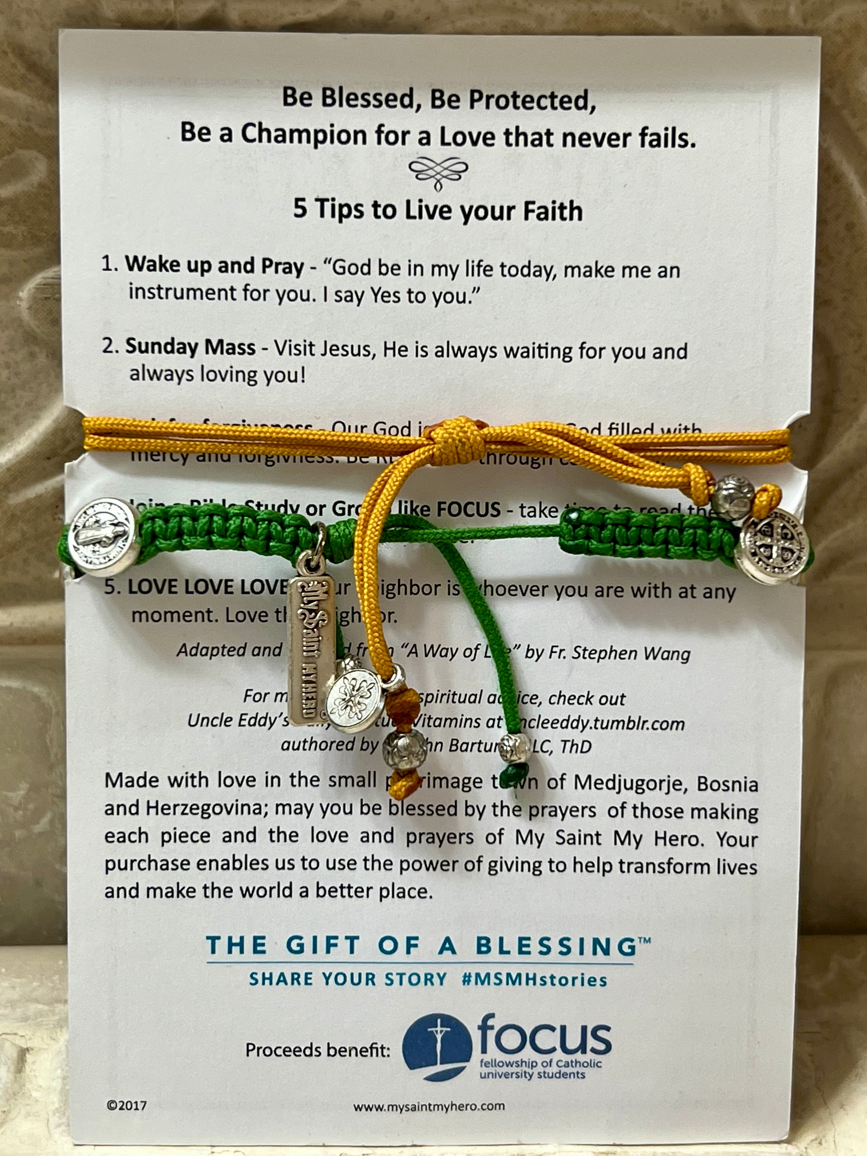 Student & Alumni Blessing Bracelet- Yellow & Green