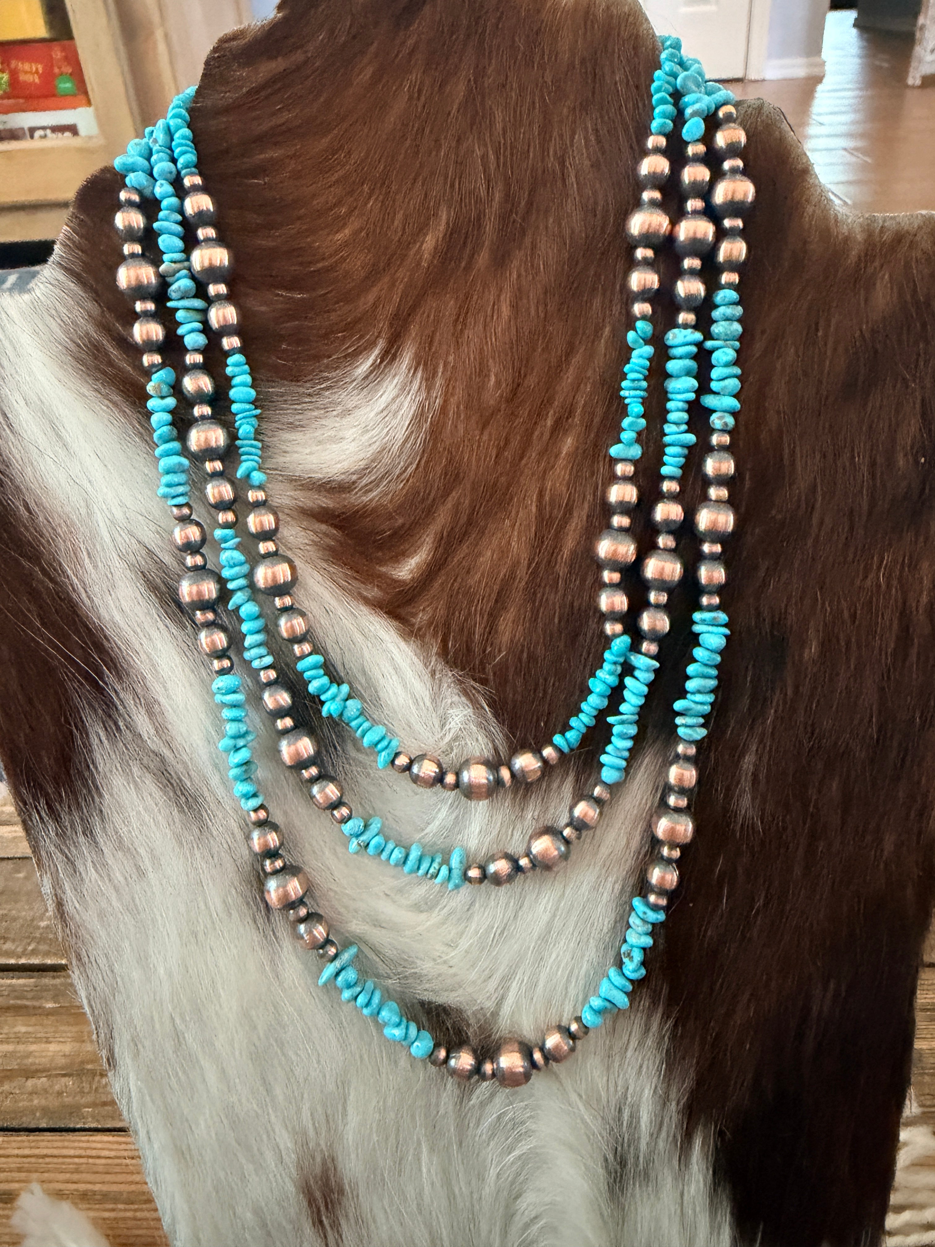 Handcrafted Turquoise & Copper Beaded Necklace