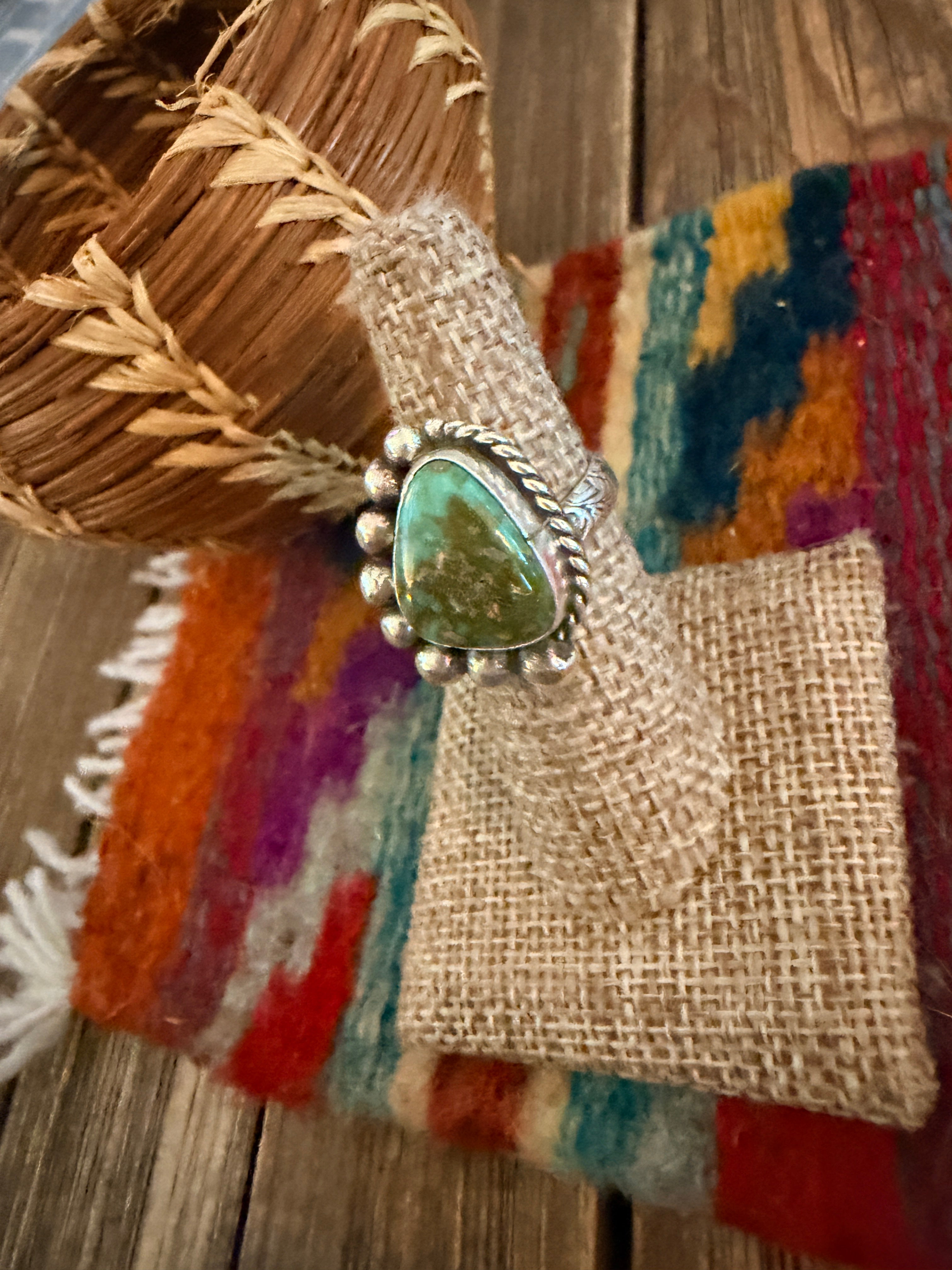Handmade Sterling Silver and Turquoise Adjustable Ring