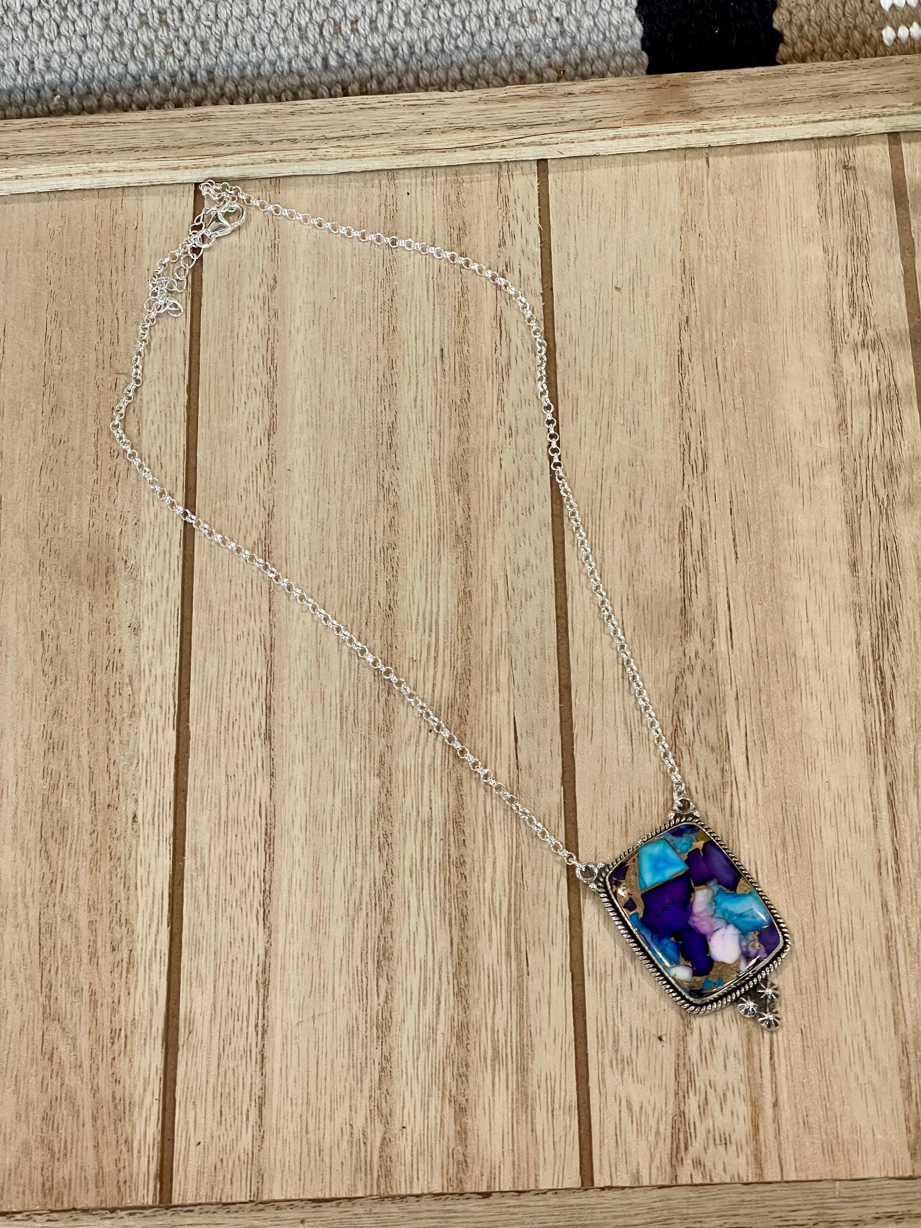 Handmade Sterling Silver & Purple Dream Mojave Heart Necklace