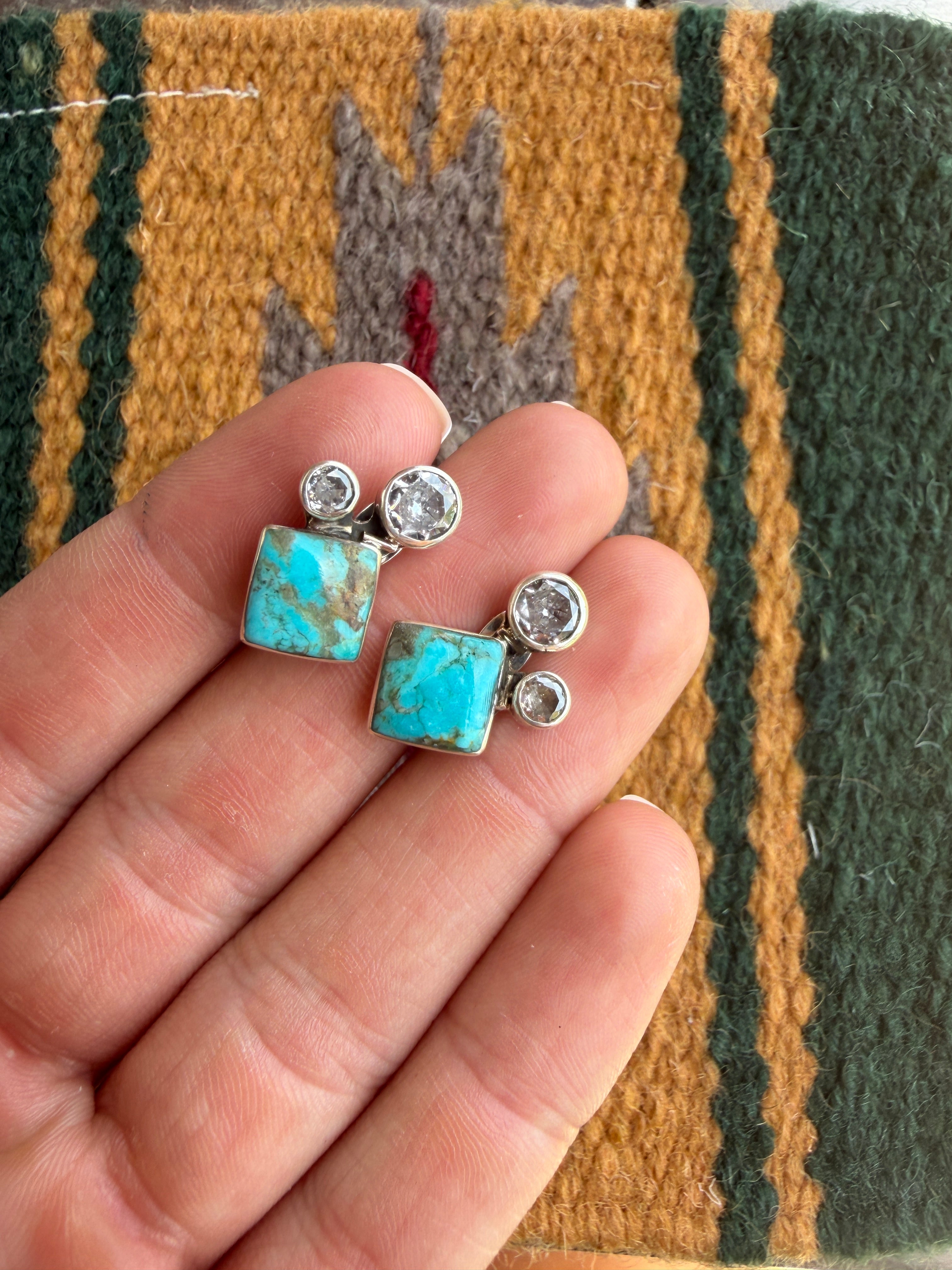 Handmade Turquoise & Sterling Silver Post Earrings