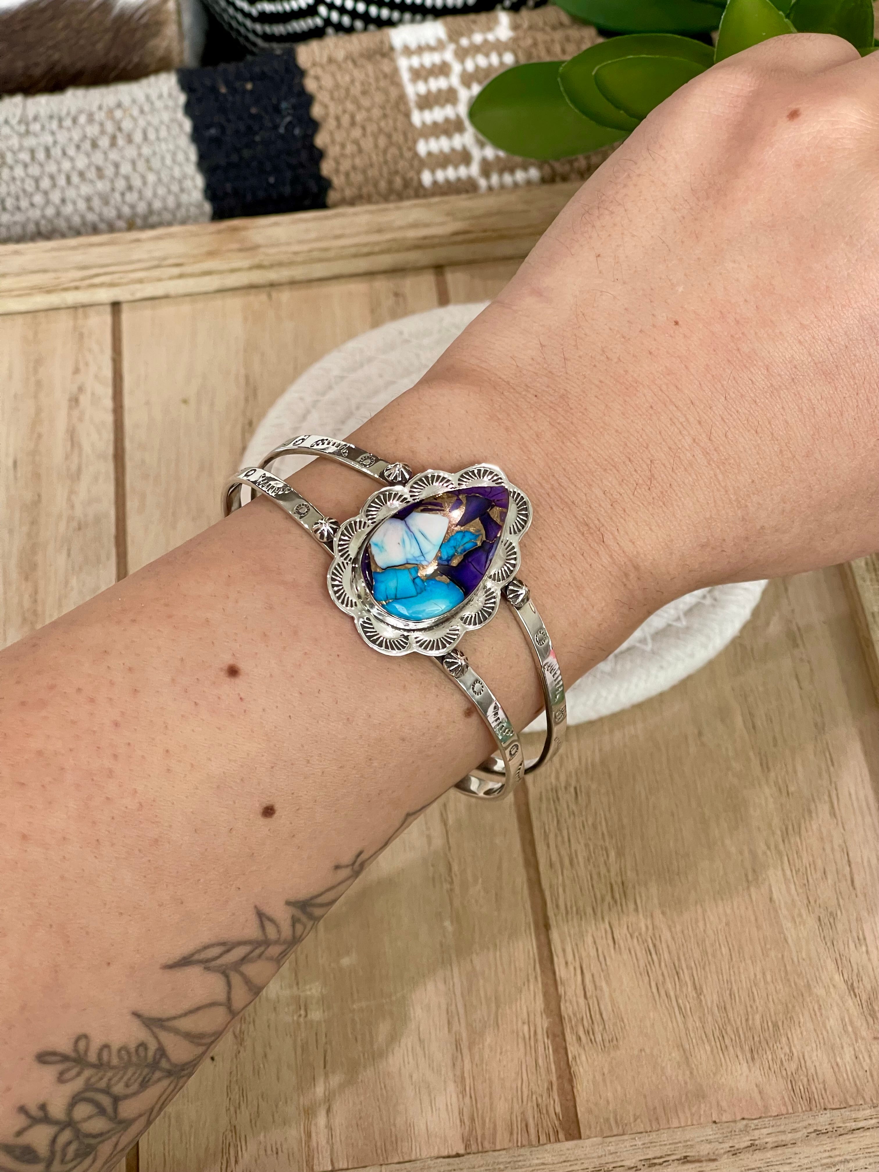 Handmade Purple Dream Mojave & Sterling Silver Cuff Bracelet