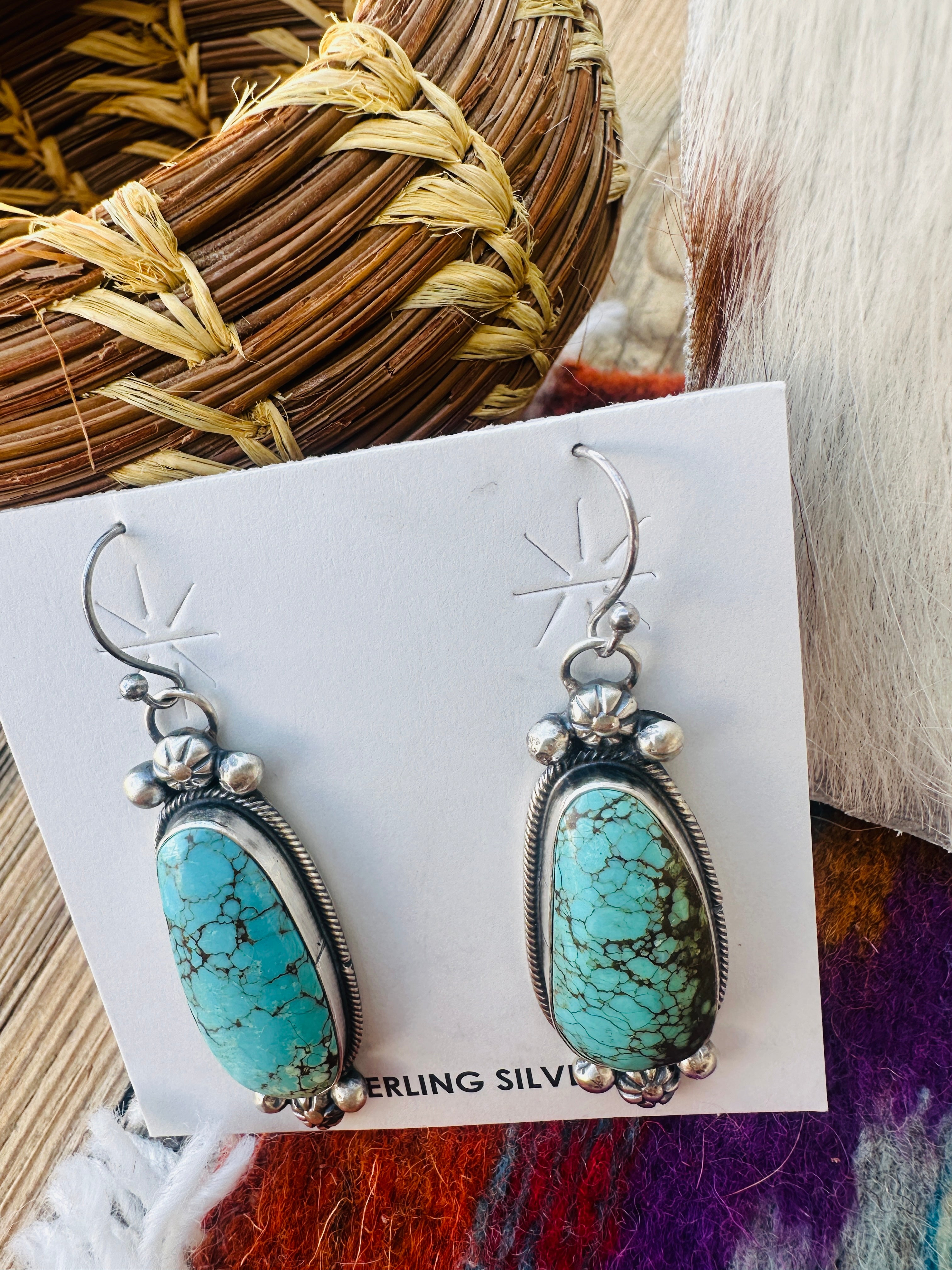 Handcrafted Turquoise & Sterling Silver Necklace and Earring Set by Sheila Becenti