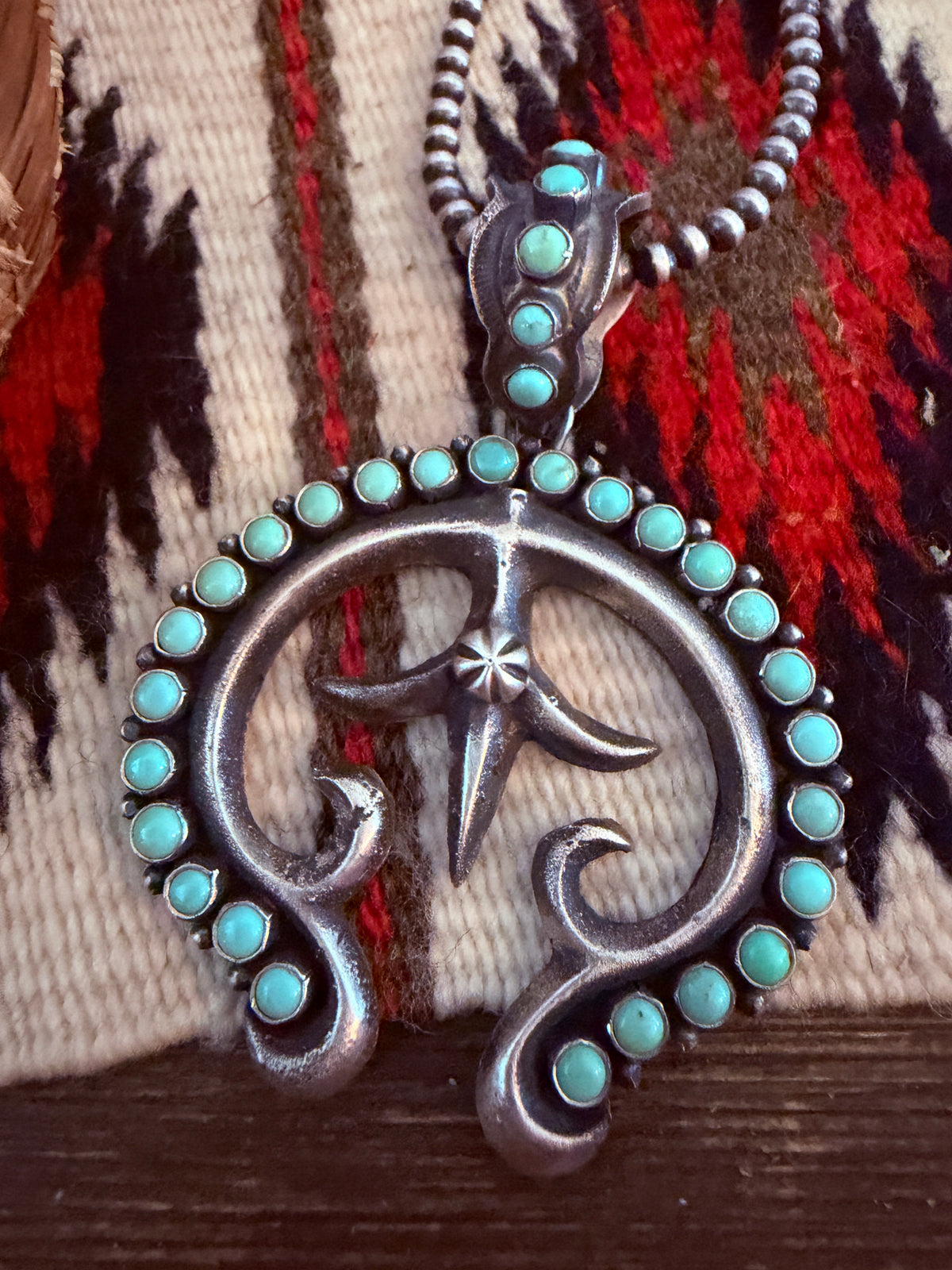 Handcrafted Sterling Silver & Turquoise Naja Pendant by Shawn Cayatineto