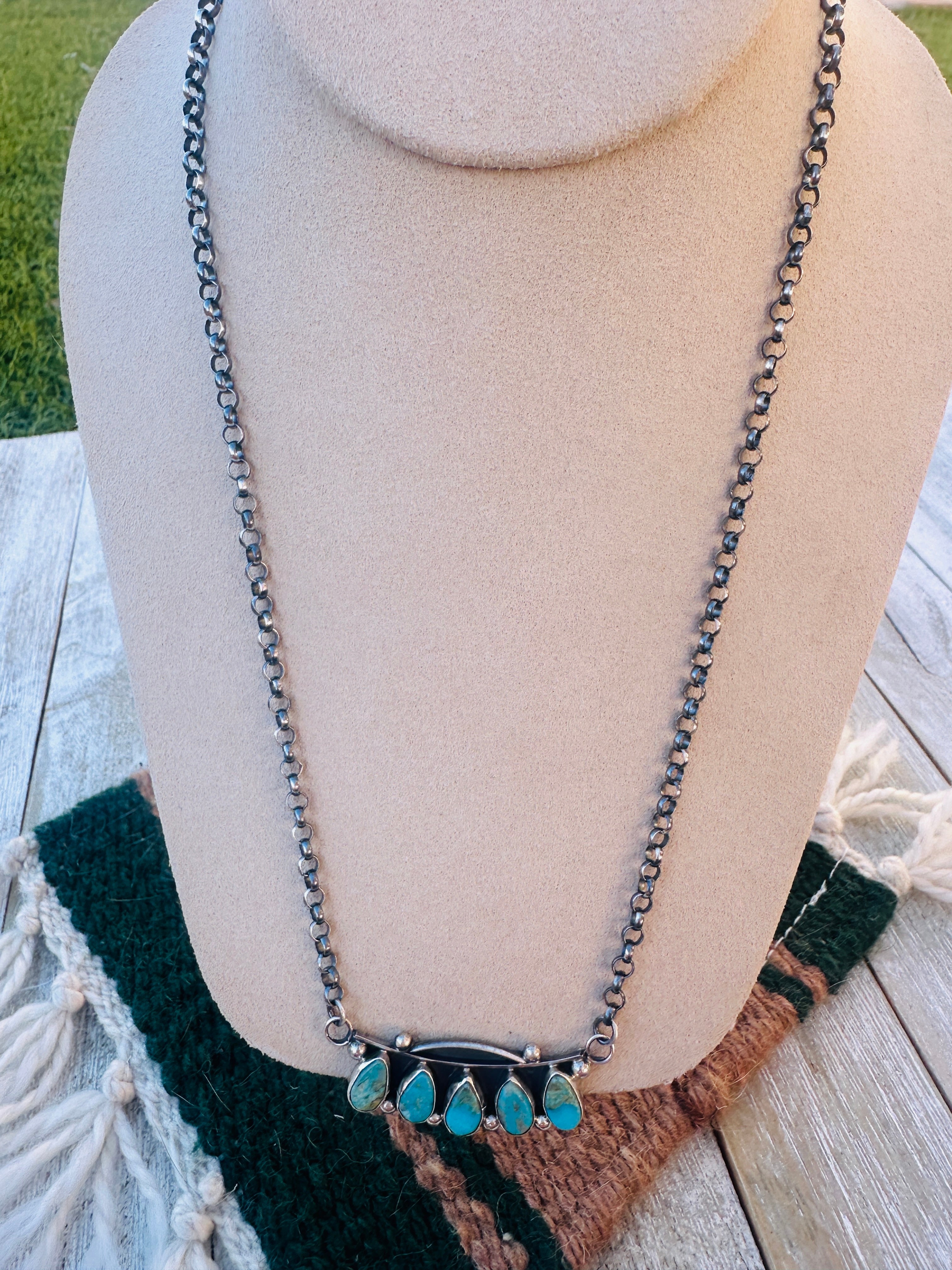 Handcrafted Turquoise & Sterling Silver Necklace by Jacqueline Silver