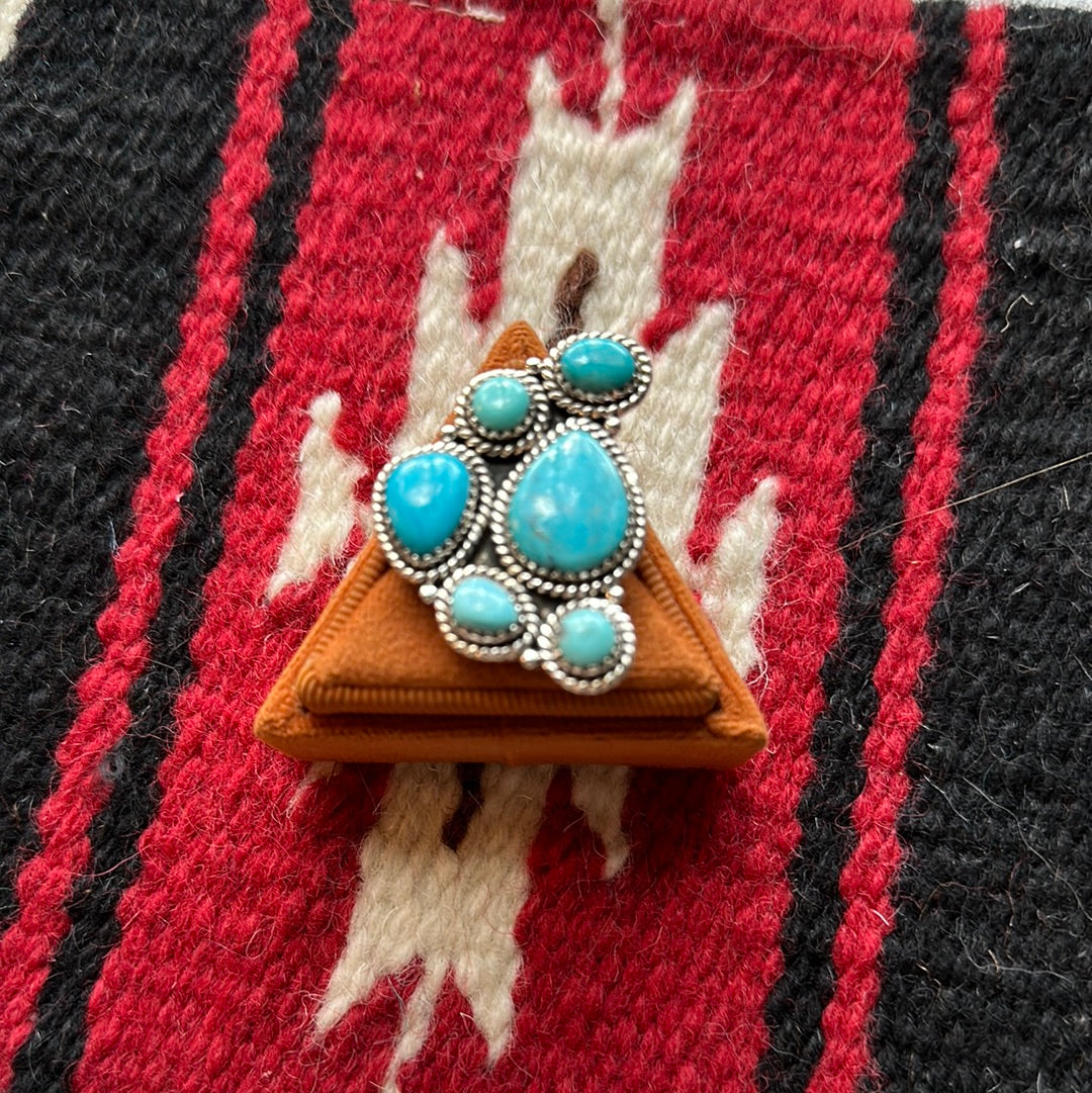 Beautiful Handmade Turquoise And Sterling Silver Adjustable Ring Signed Nizhoni